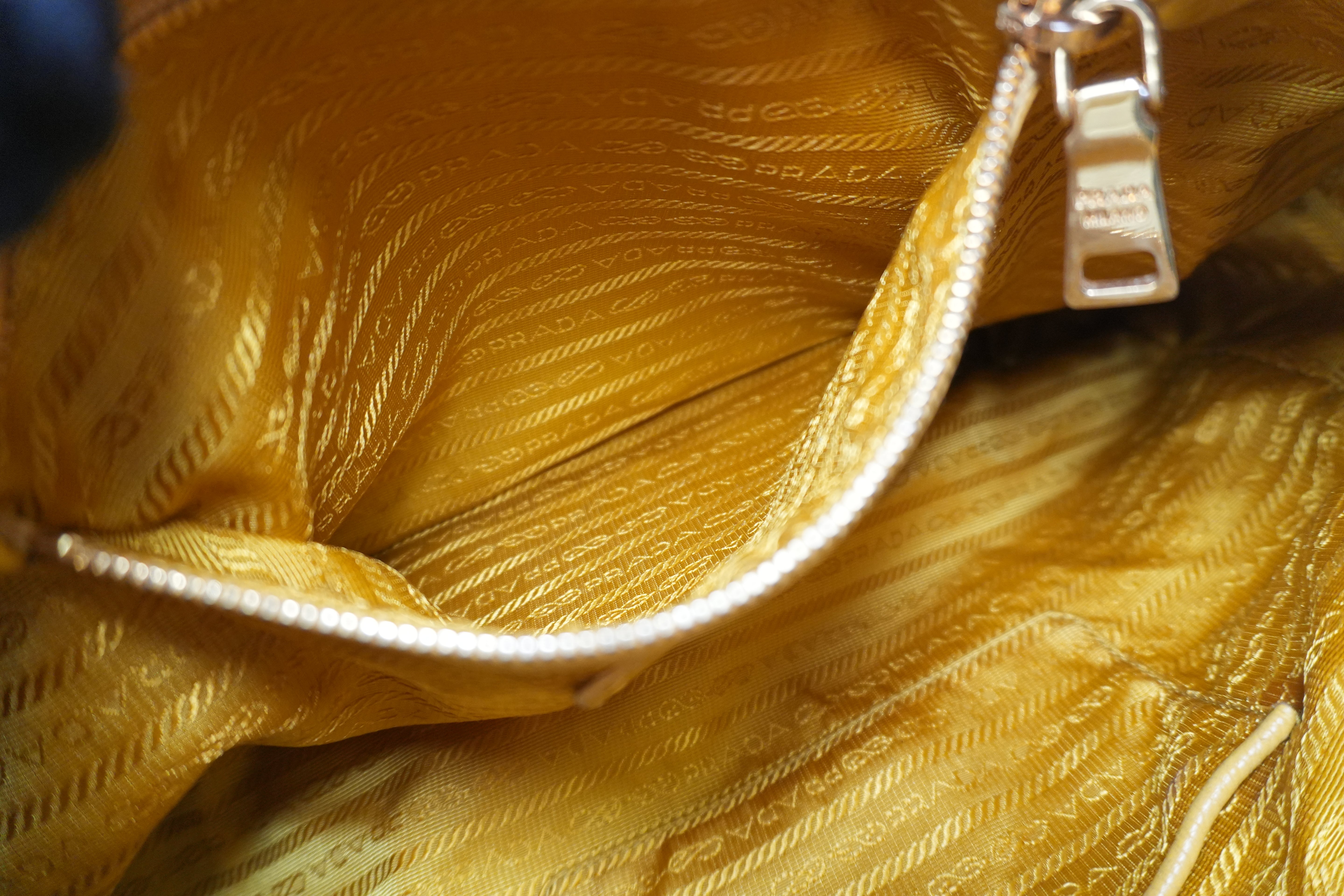 Pre-owned Prada Leather Two Way Shoulder Bag Yellow