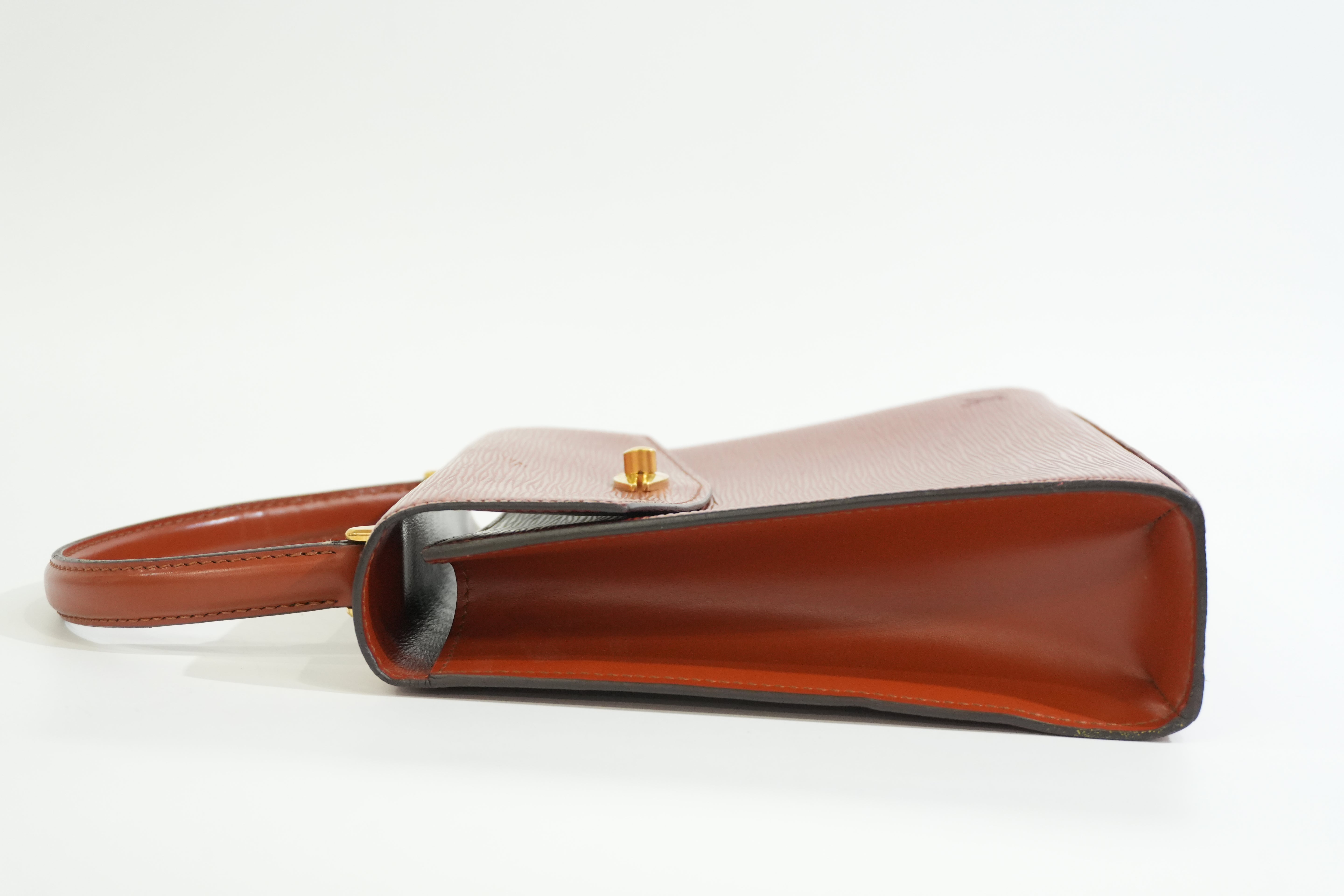Pre-owned Louis Vuitton Epi Malesherbe Top Handle Handbag Kenya Brown