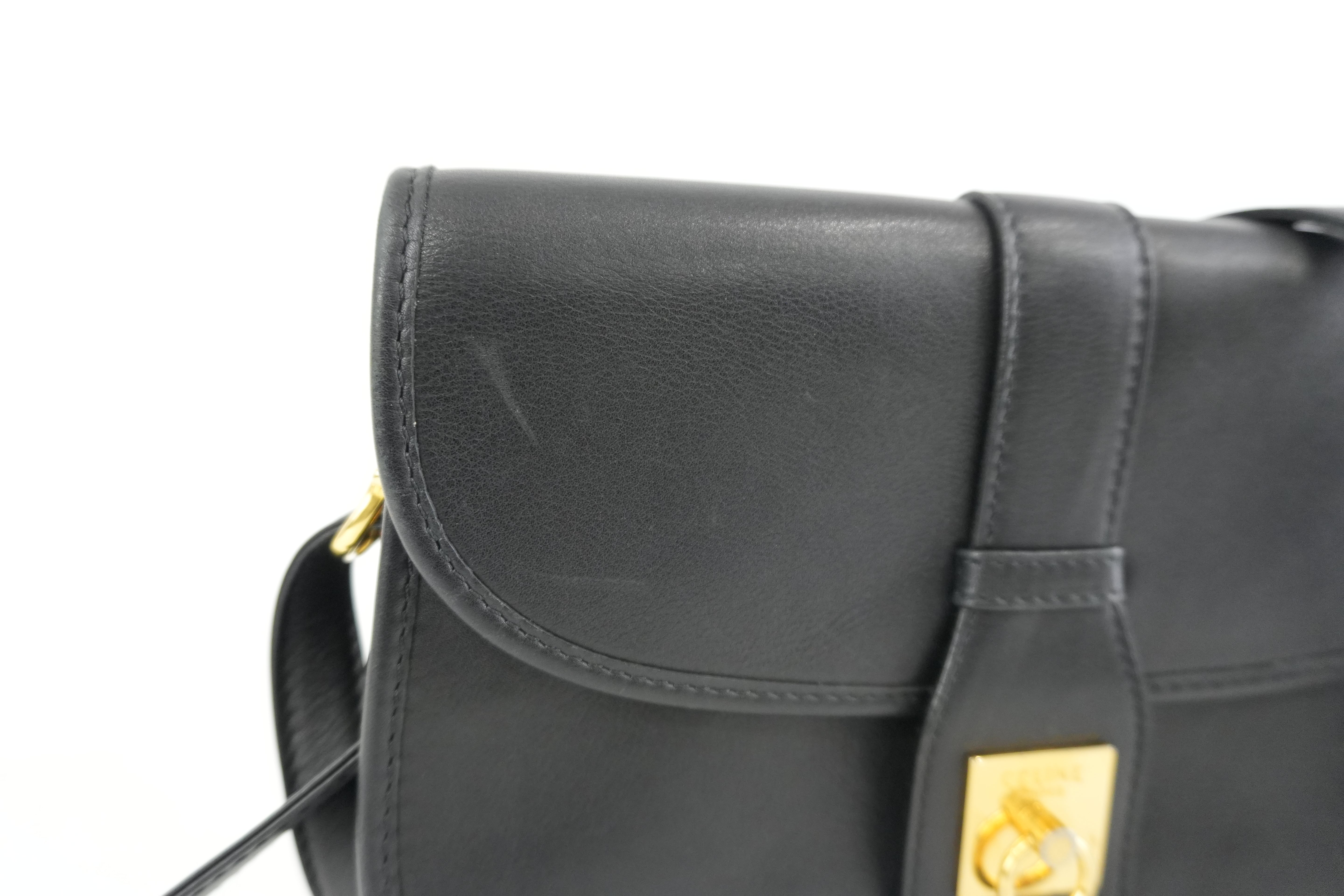 Celine Shoulder Bag Black Leather Used