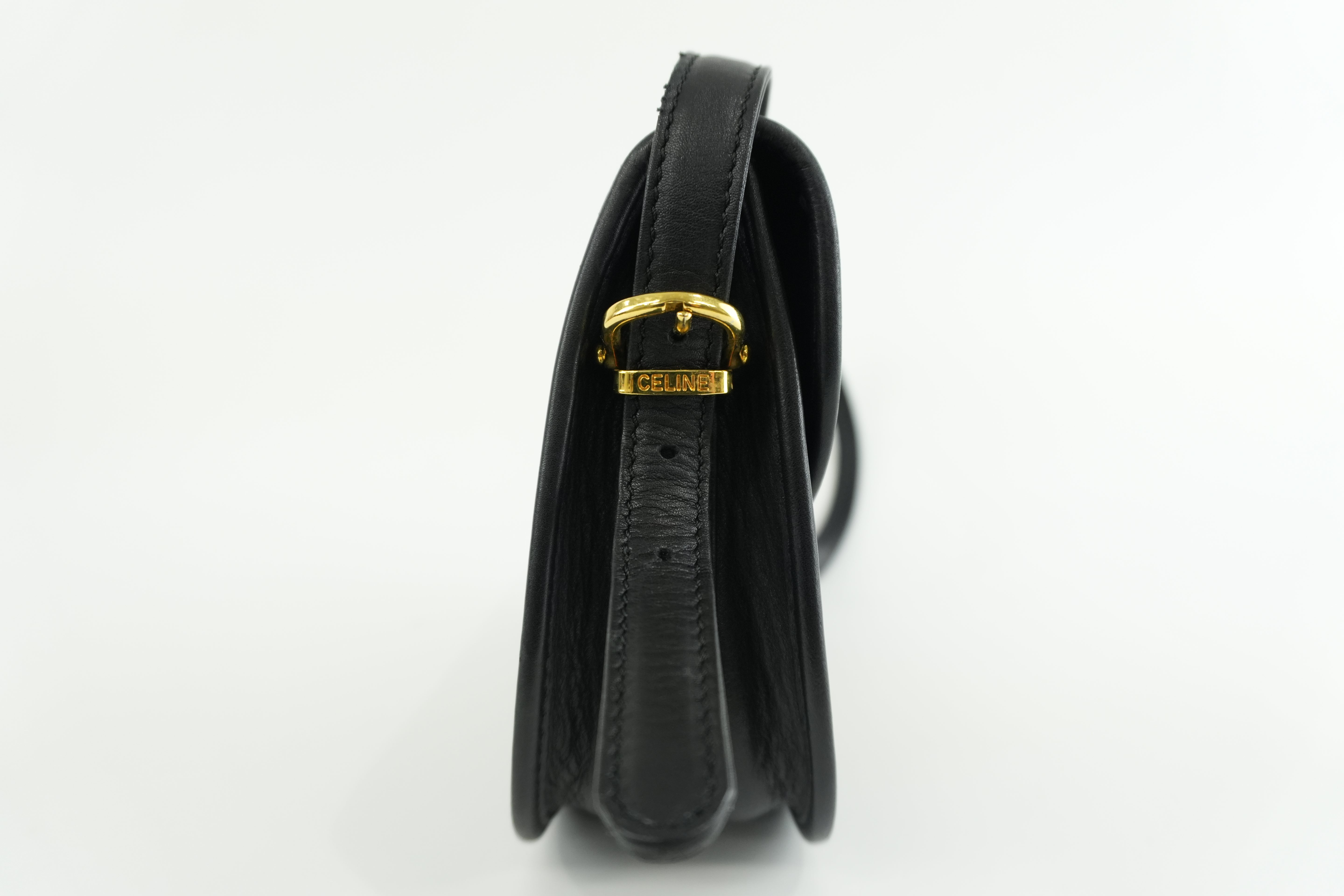 Celine Shoulder Bag Black Leather Used
