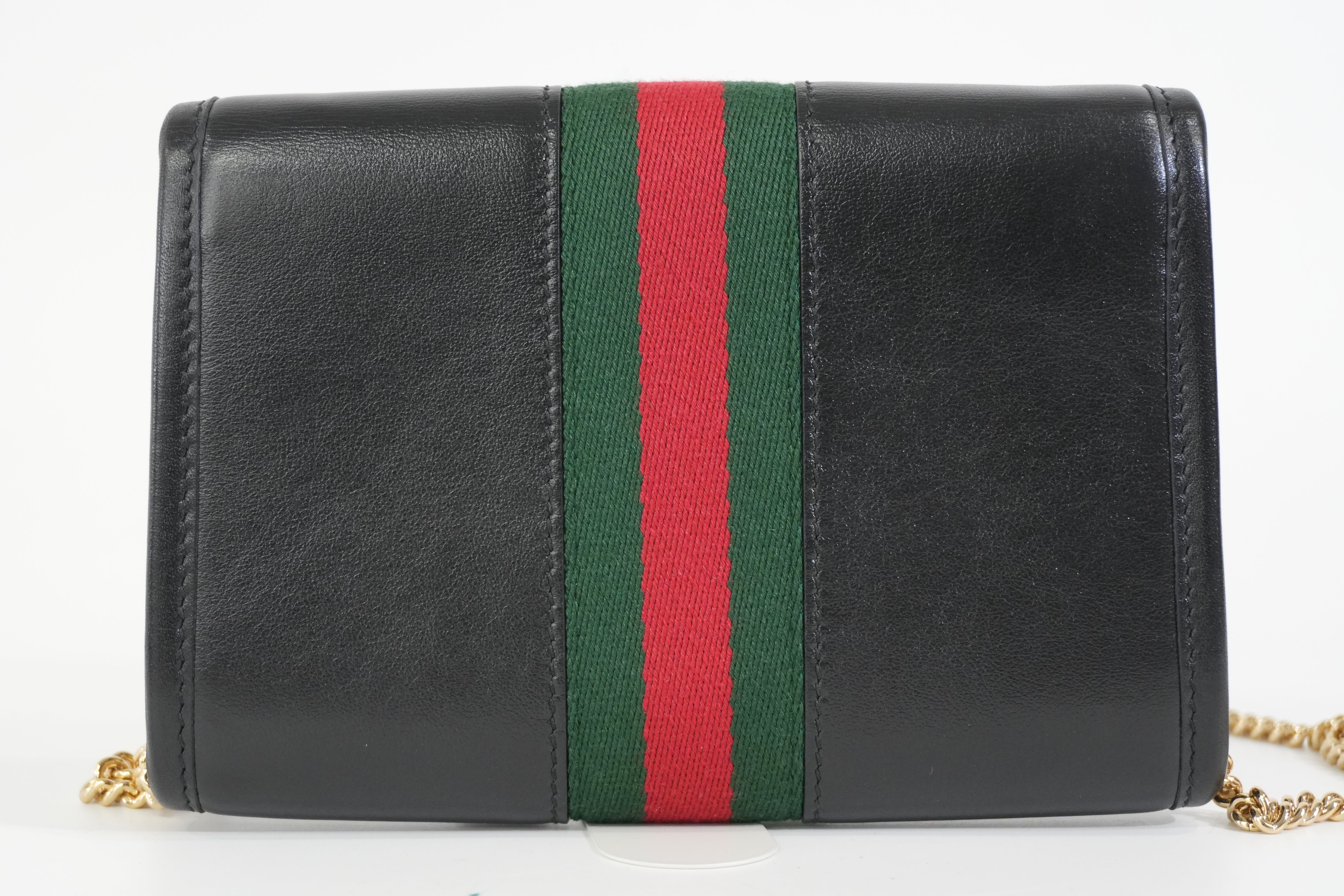 Pre-owned Gucci Rajah Mini Shoulder Bag Black