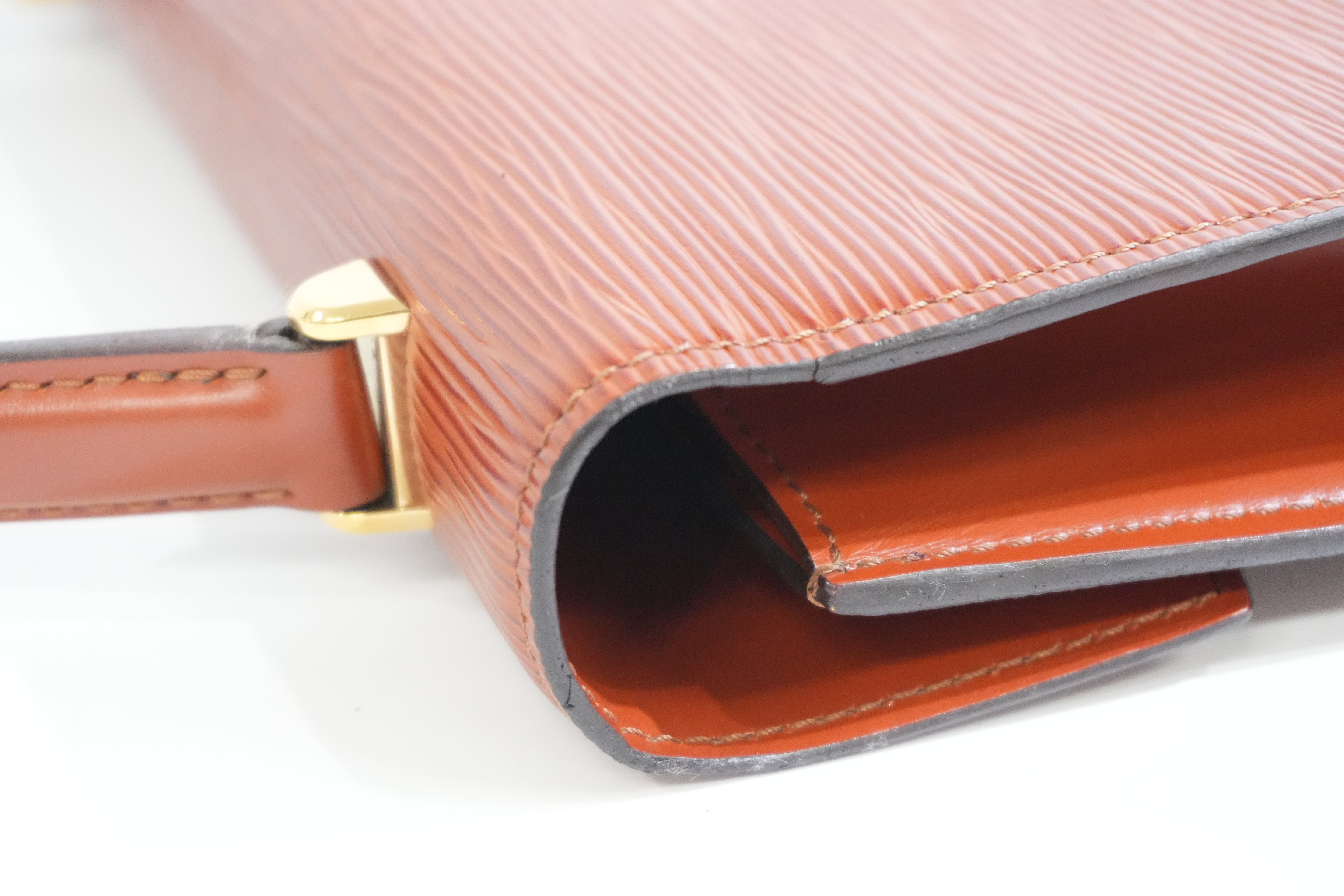 Pre-owned Louis Vuitton Epi Malesherbe Top Handle Handbag Kenya Brown