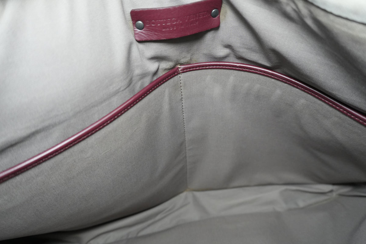 Pre-Owned Bottega Veneta Two-Way Intrecciato Briefcase Burgundy