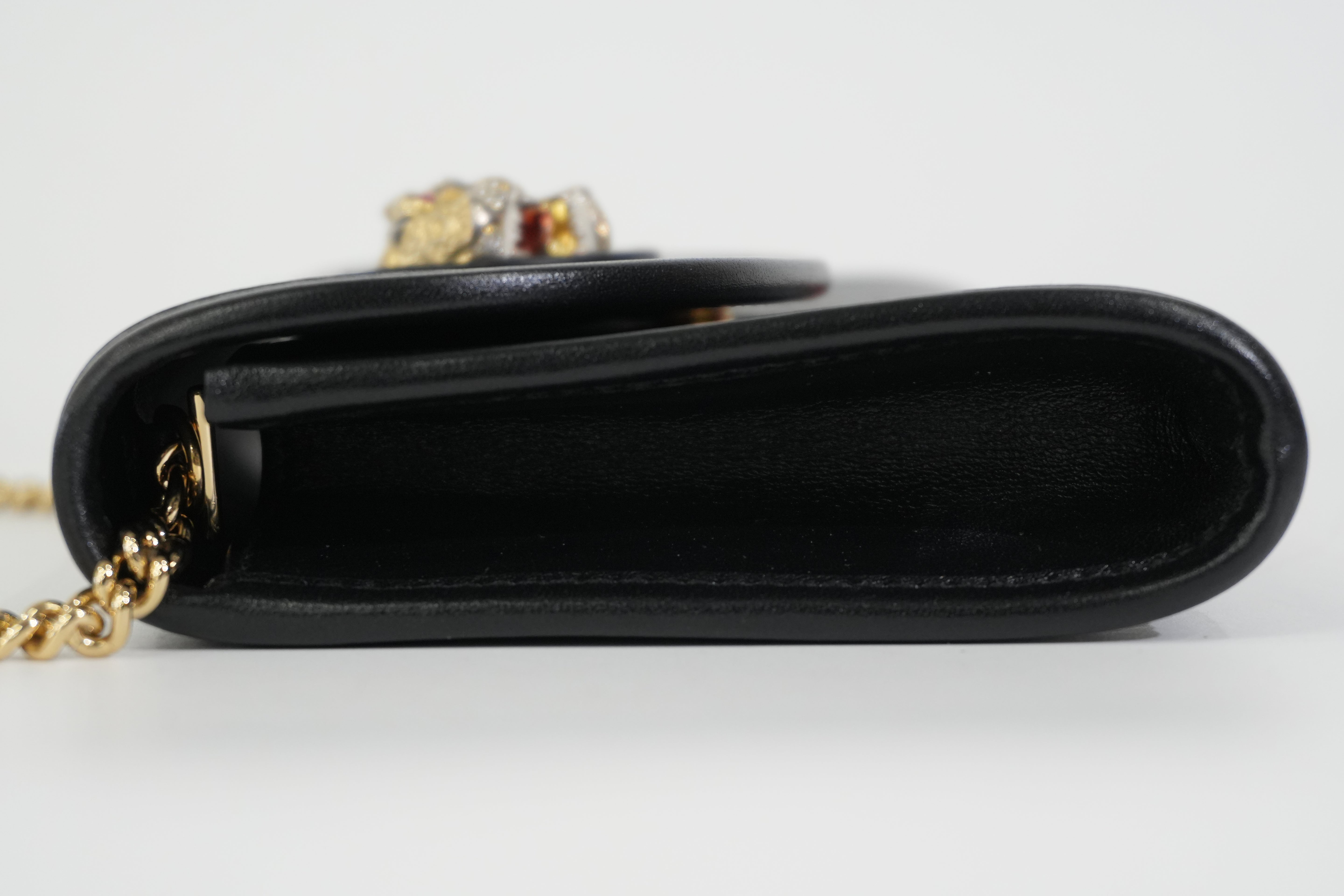 Pre-owned Gucci Rajah Mini Shoulder Bag Black