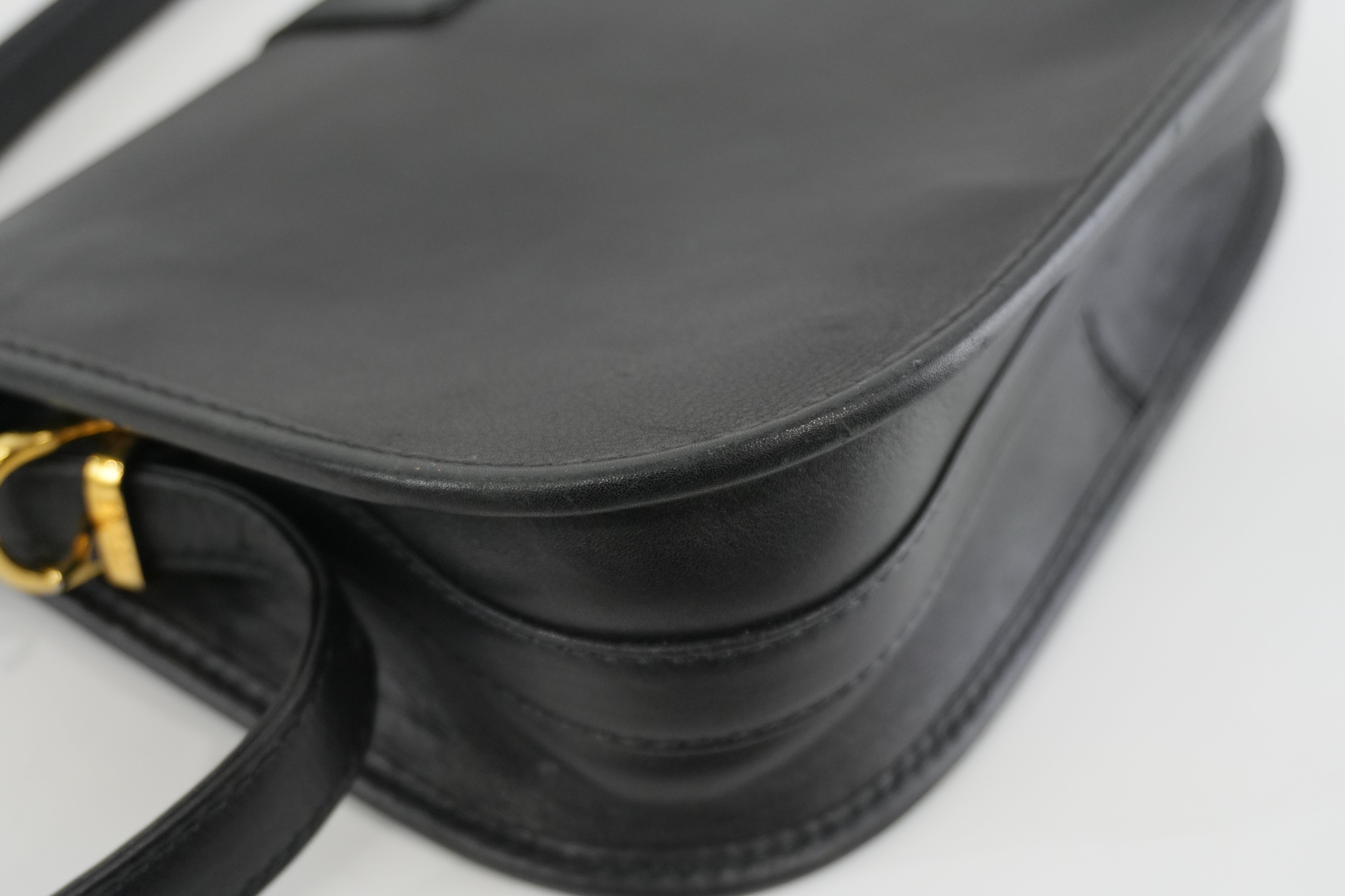 Celine Shoulder Bag Black Leather Used