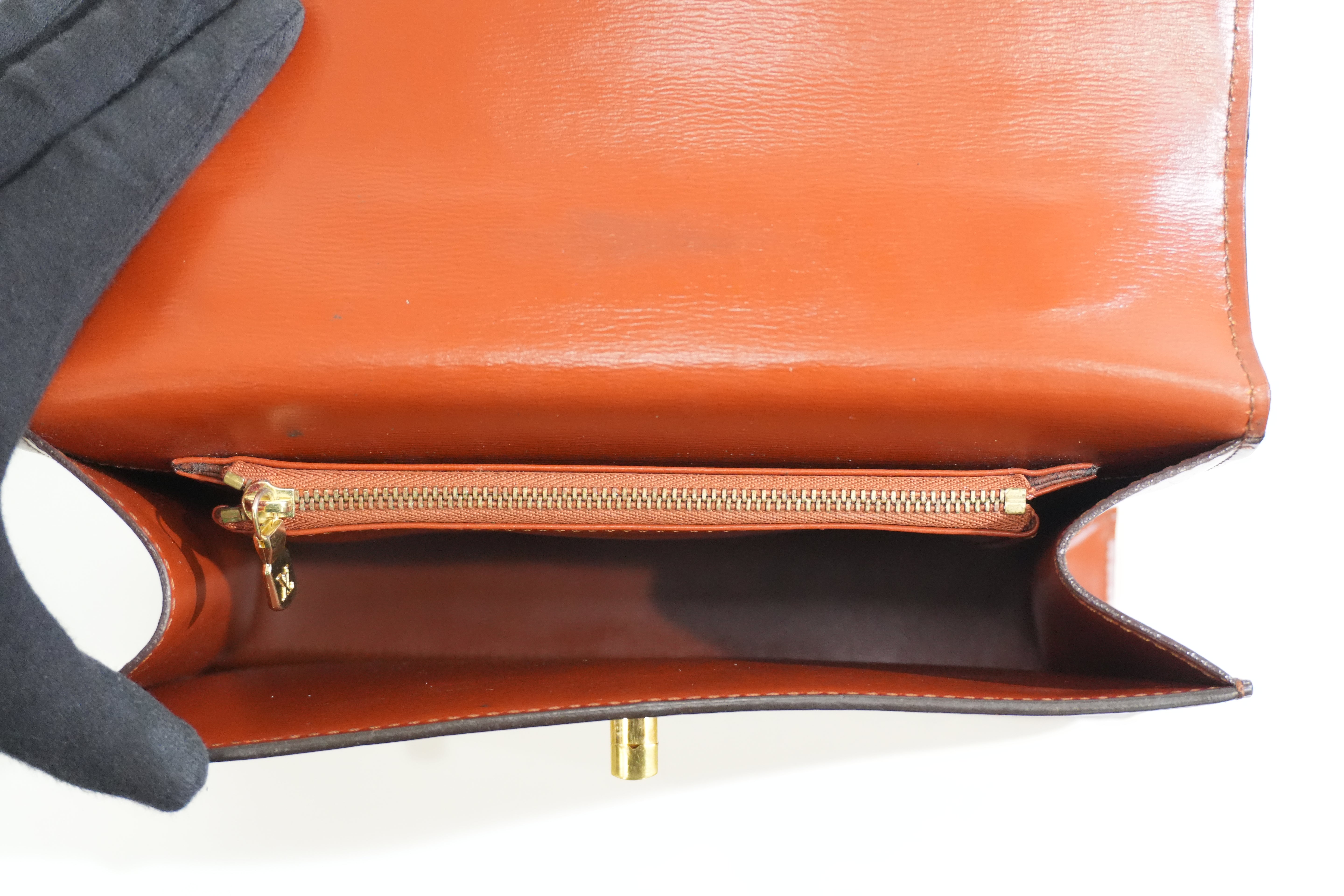Pre-owned Louis Vuitton Epi Malesherbe Top Handle Handbag Kenya Brown
