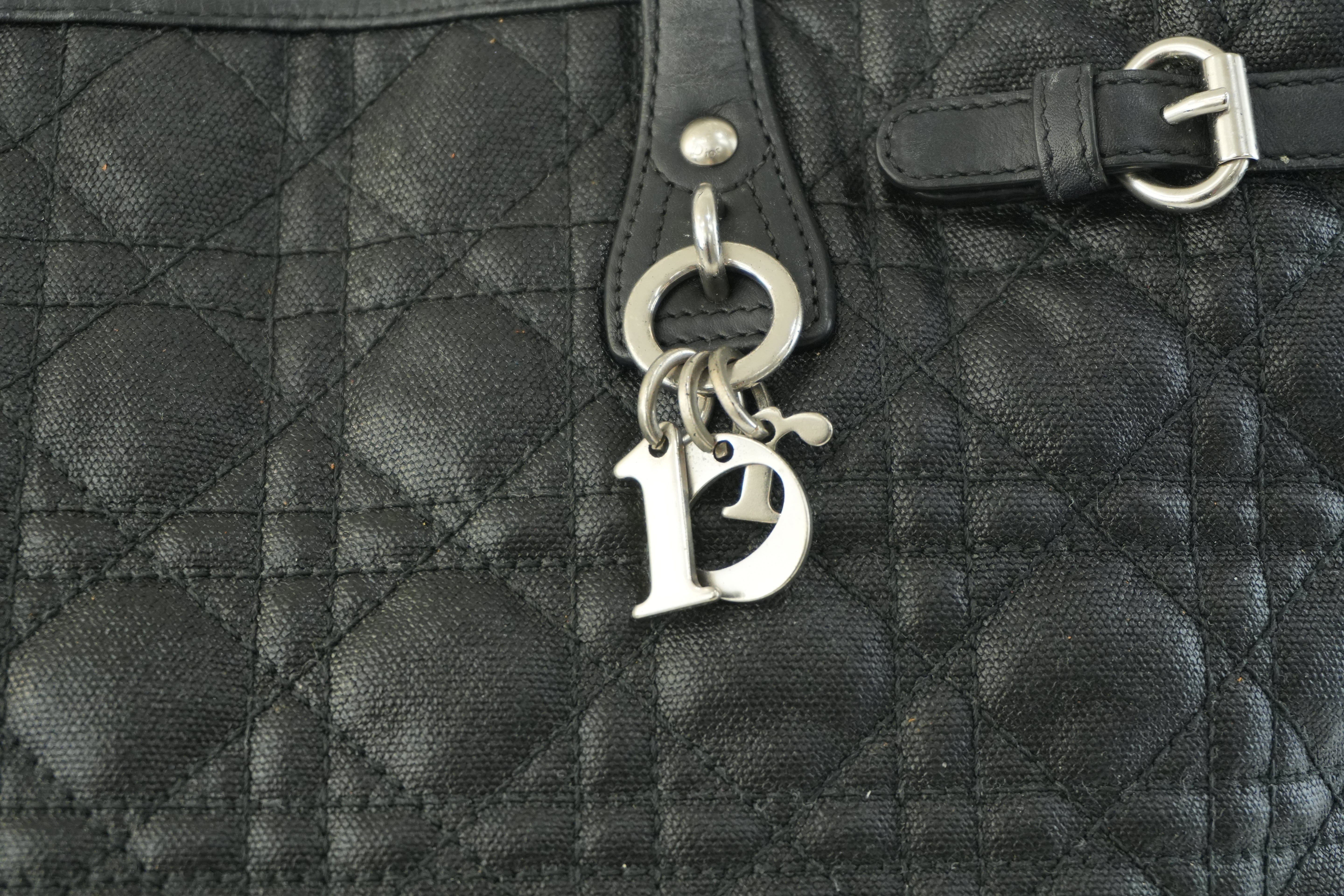 Pre-owned Christian Dior Nylon Panarea Tote Bag Black Used