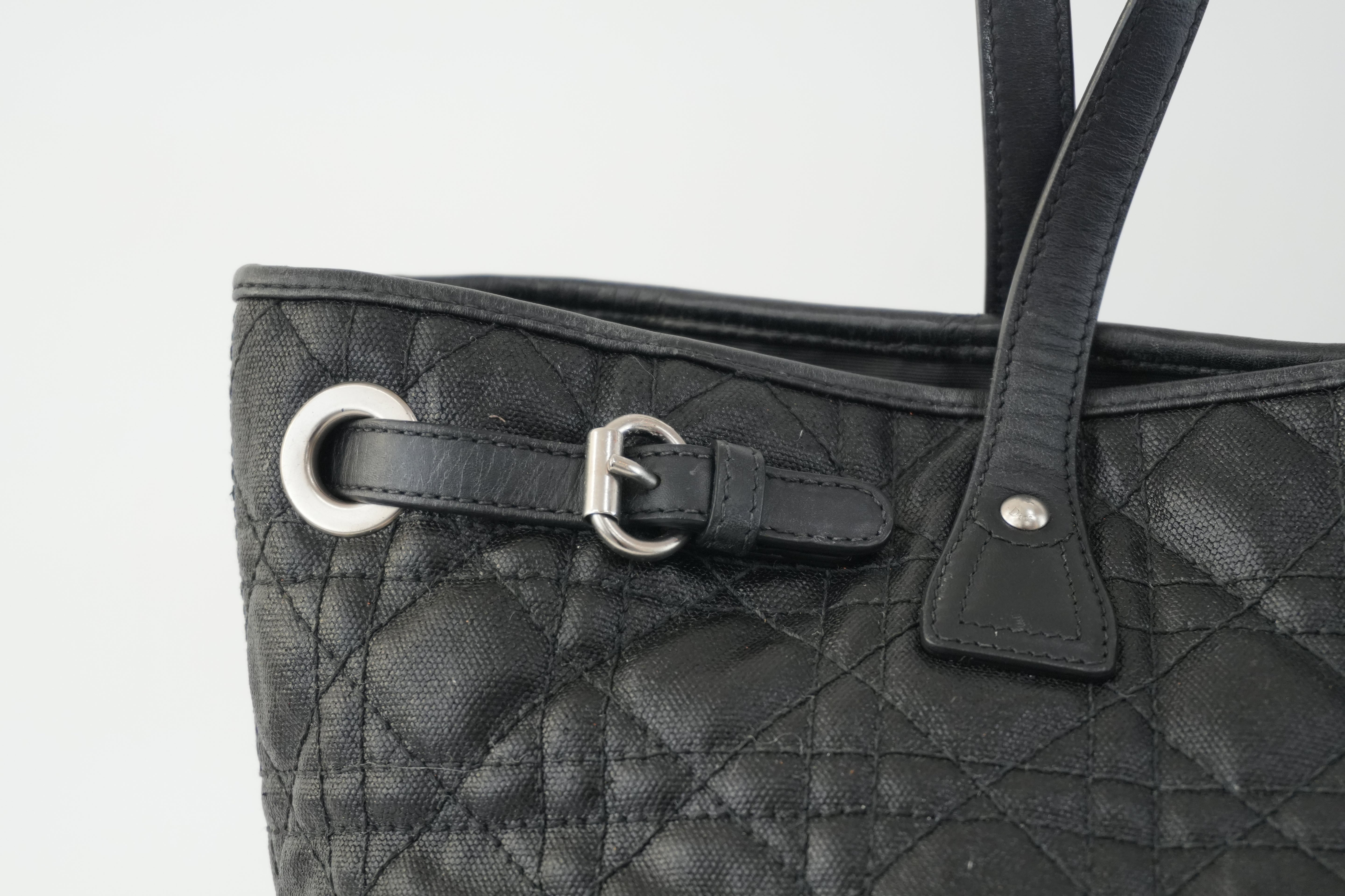 Pre-owned Christian Dior Nylon Panarea Tote Bag Black Used