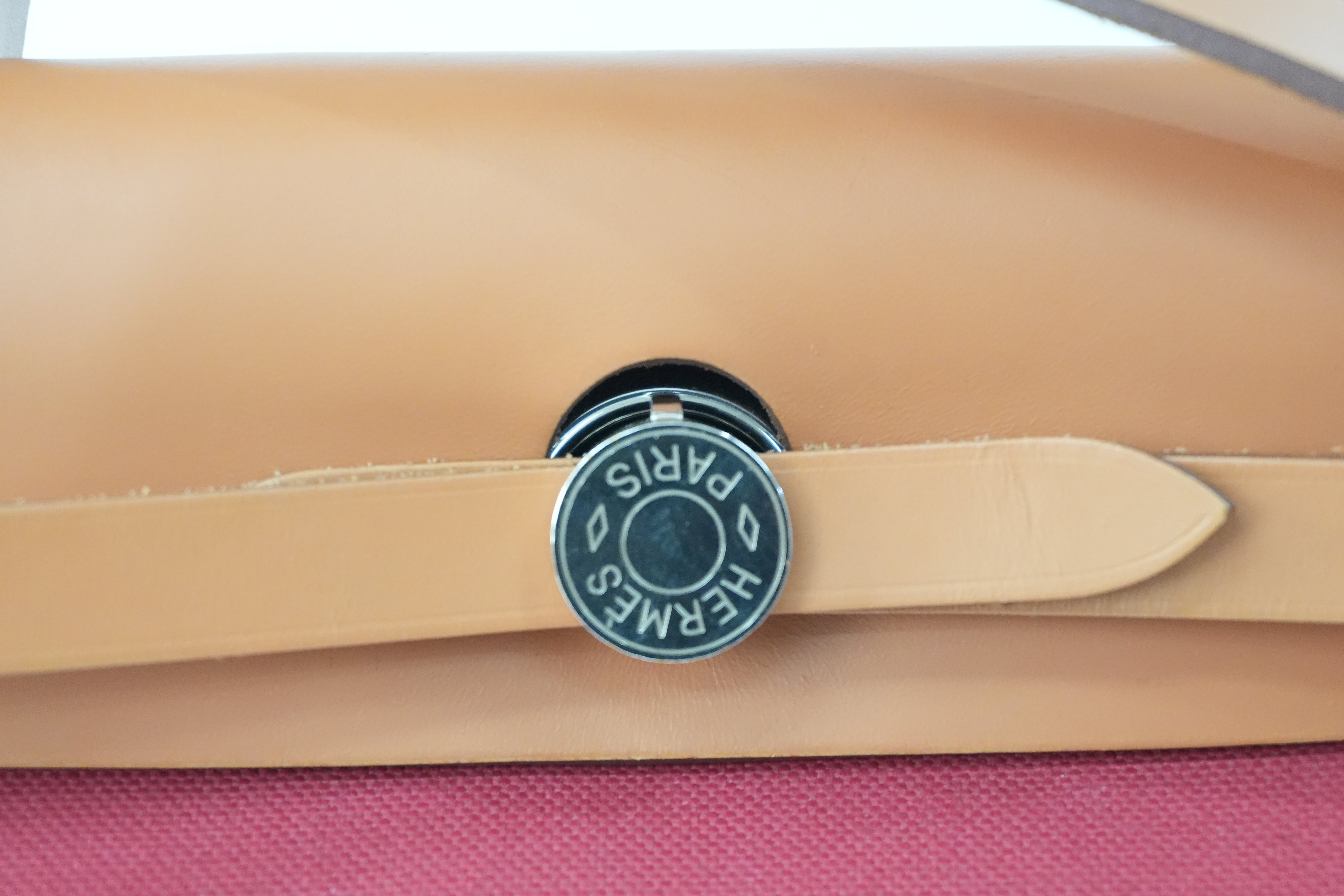 Pre-owned Hermes Canvas Herzip Tote Bag Red Orange