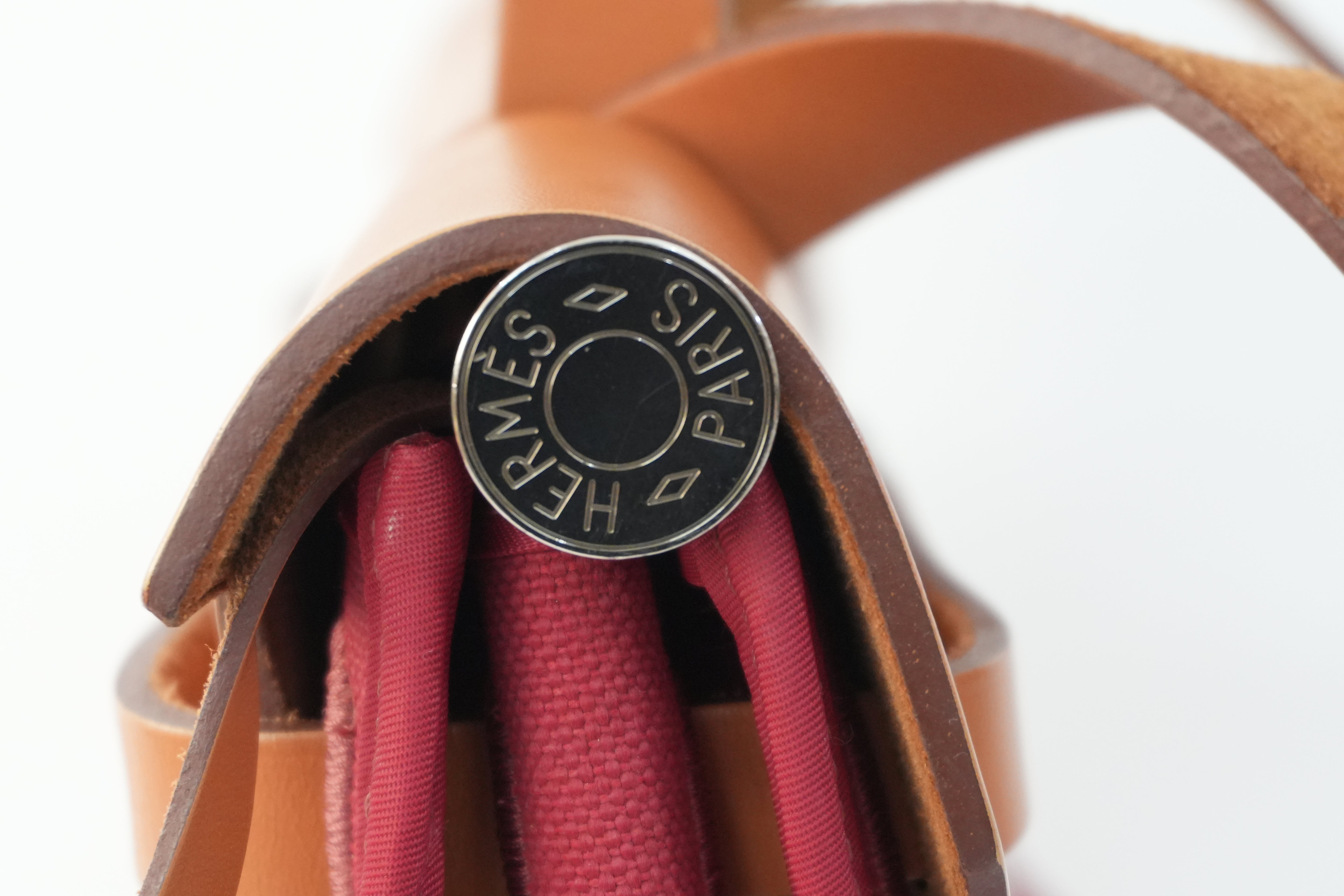 Pre-owned Hermes Canvas Herzip Tote Bag Red Orange