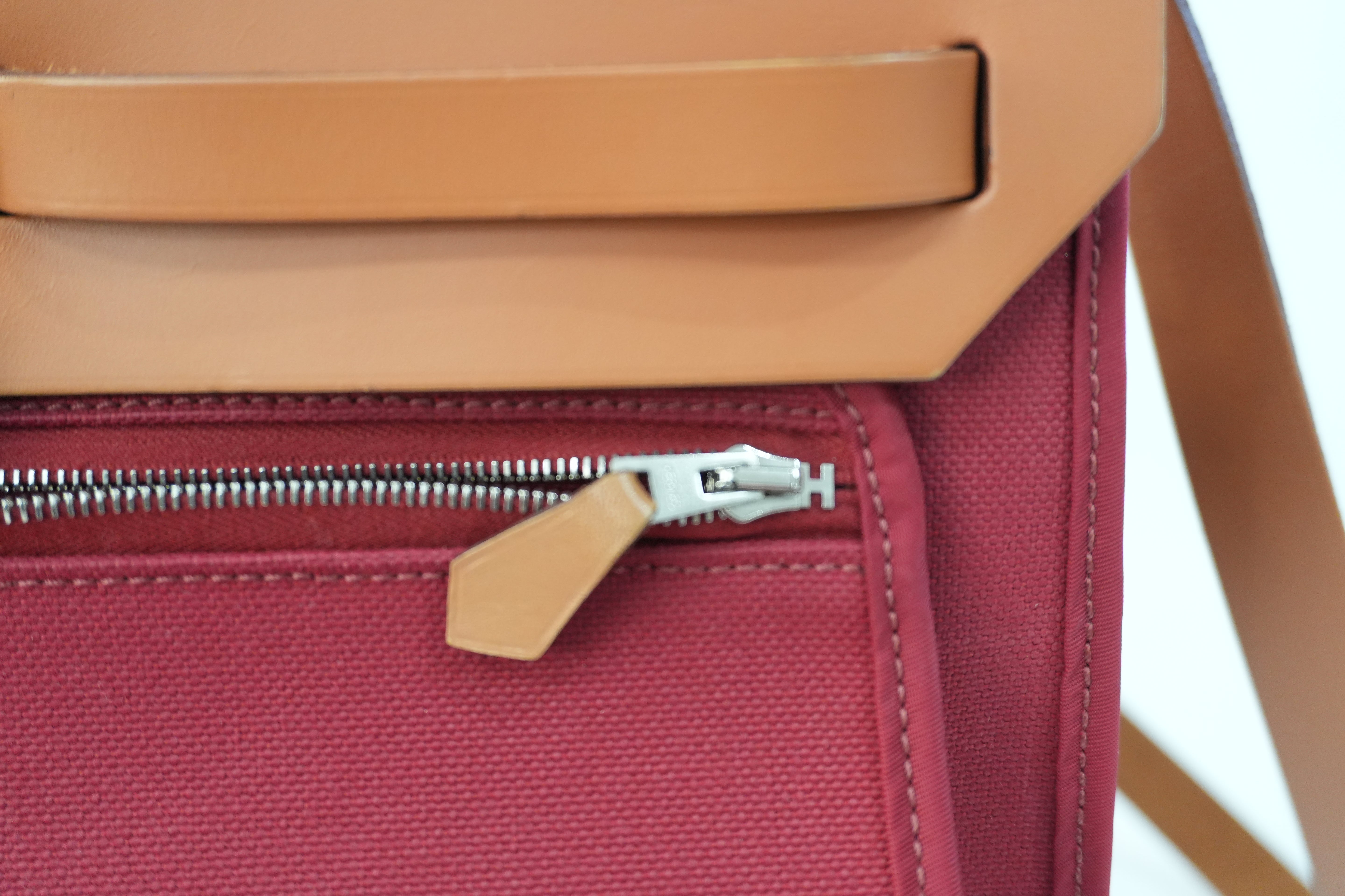 Pre-owned Hermes Canvas Herzip Tote Bag Red Orange