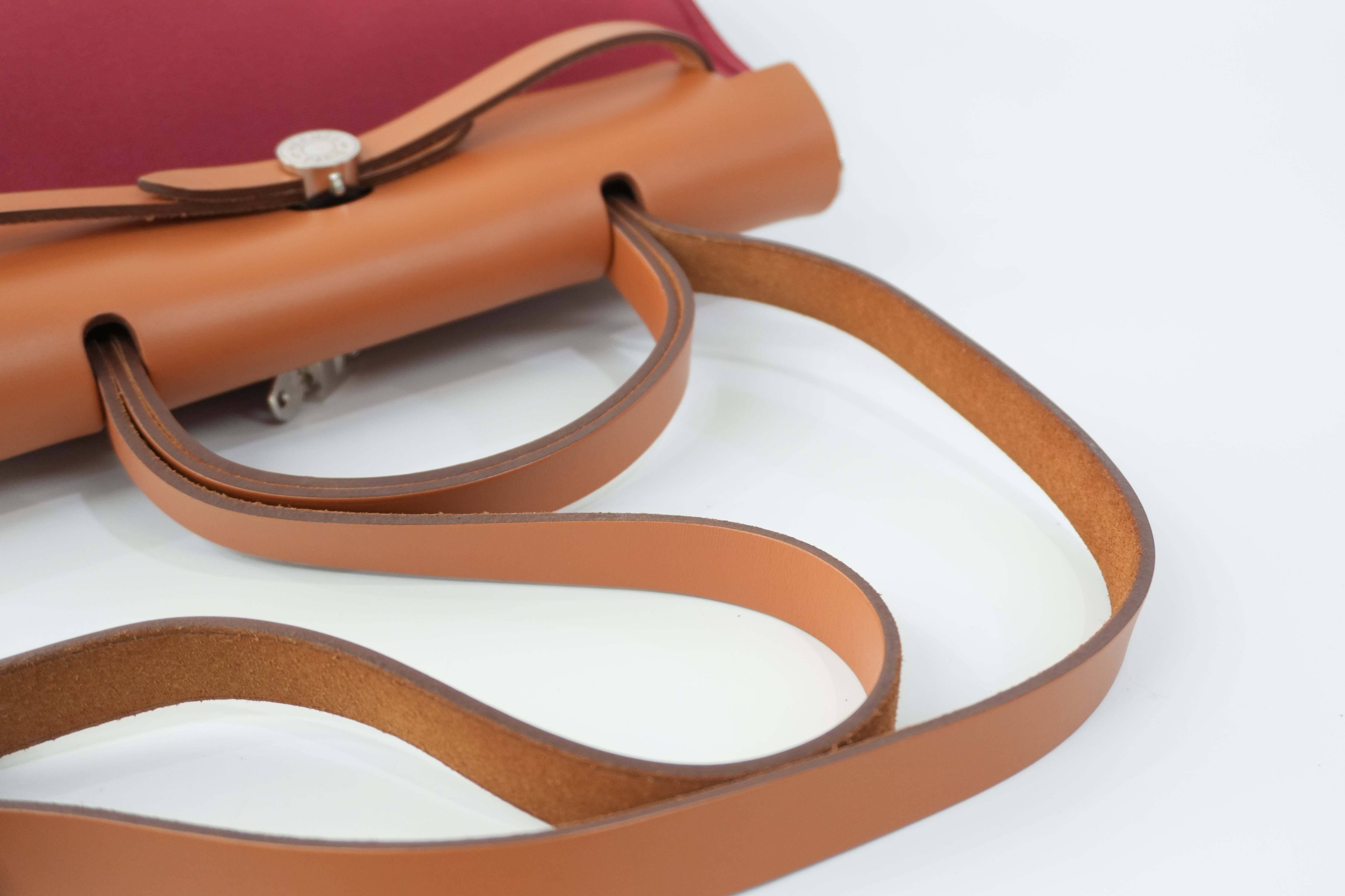 Pre-owned Hermes Canvas Herzip Tote Bag Red Orange