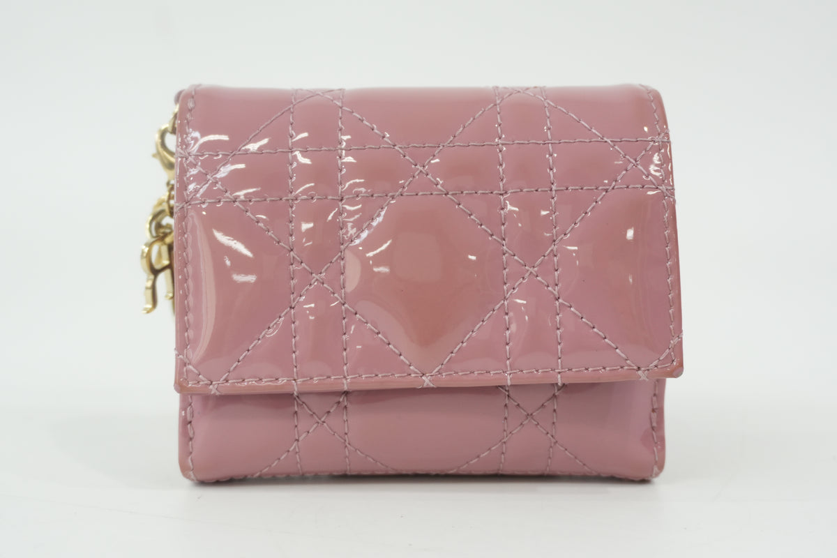 Pre-Owned Lady Dior Lotus Compact Wallet Pink