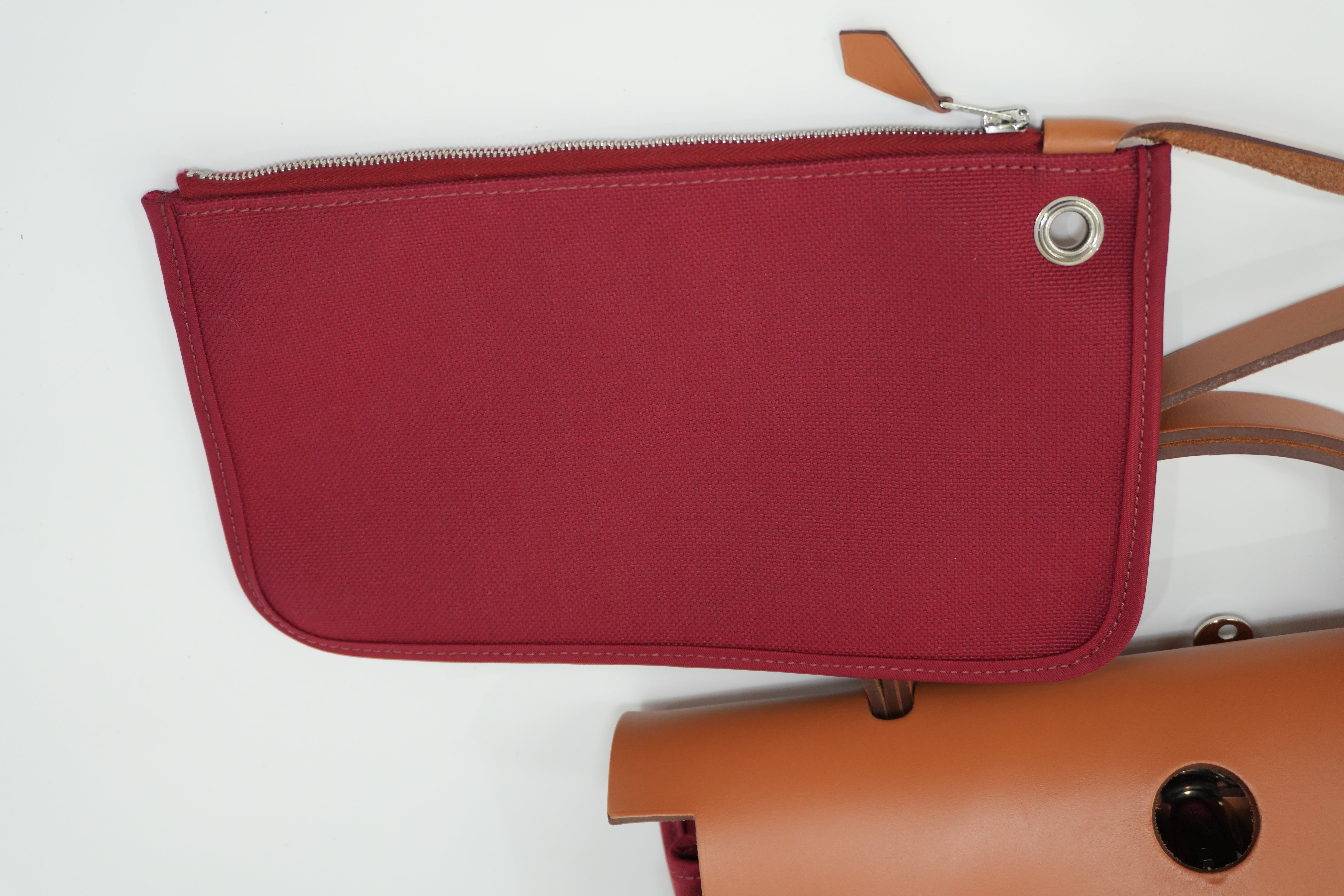 Pre-owned Hermes Canvas Herzip Tote Bag Red Orange