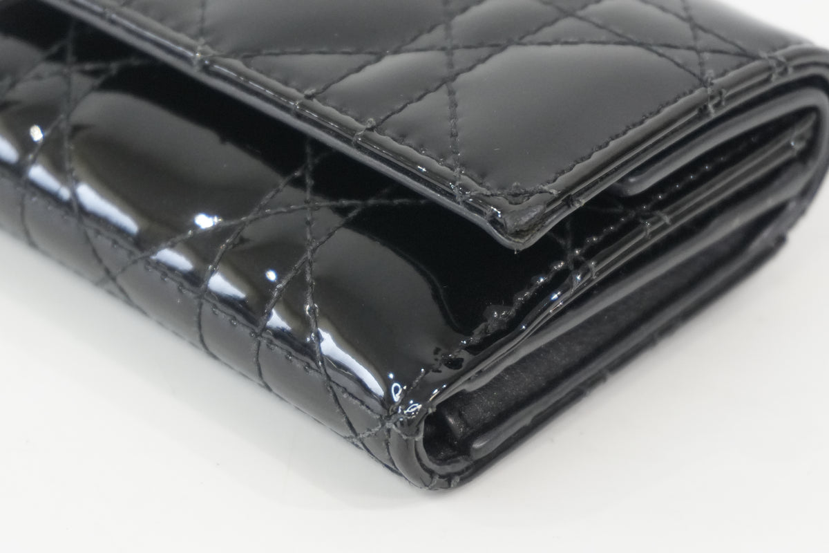 Pre-Owned Christian Dior Cannage Compact Wallet Black