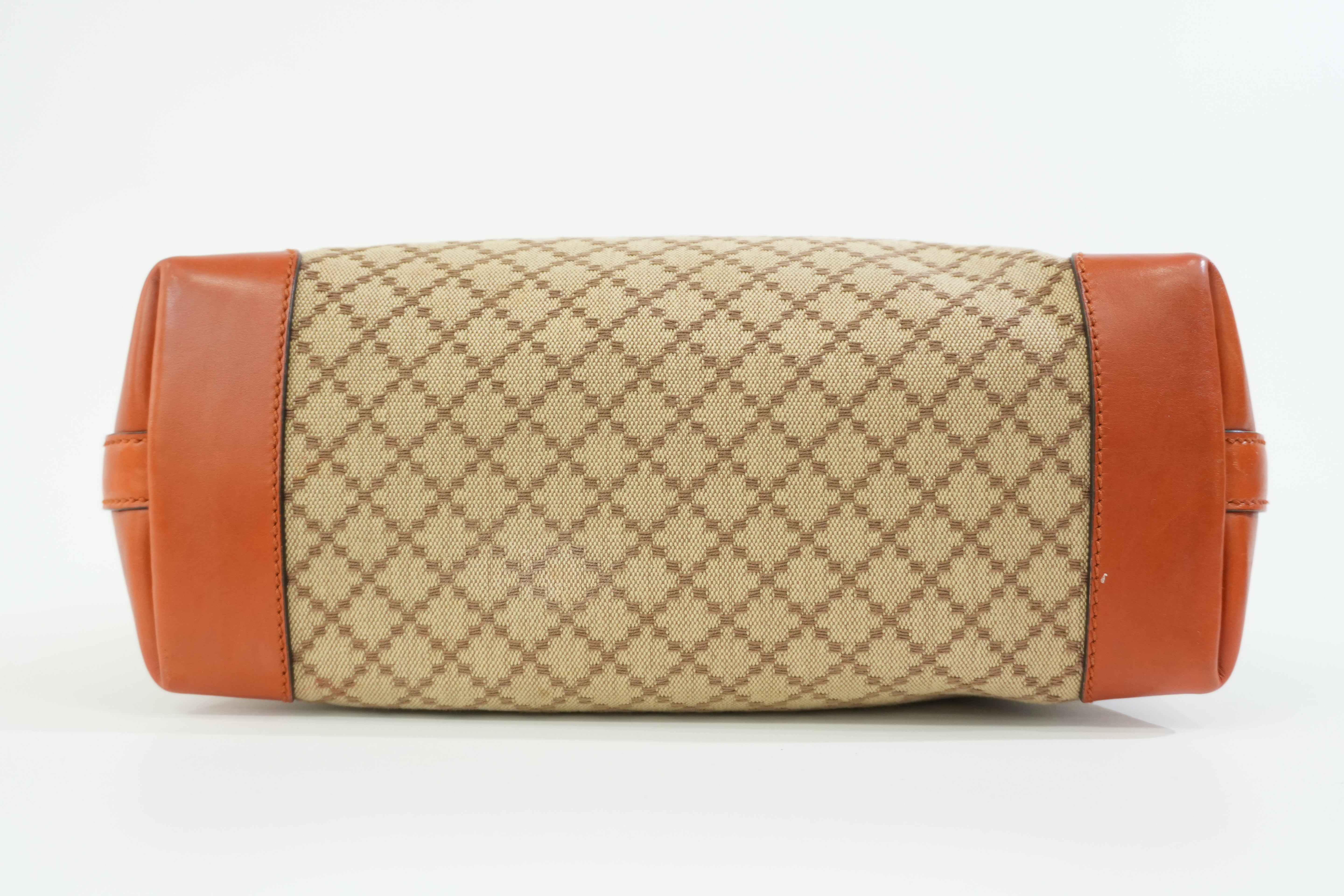 Pre-owned Gucci Fabric Canvas Diamond Tote Bag with Pouch Orange