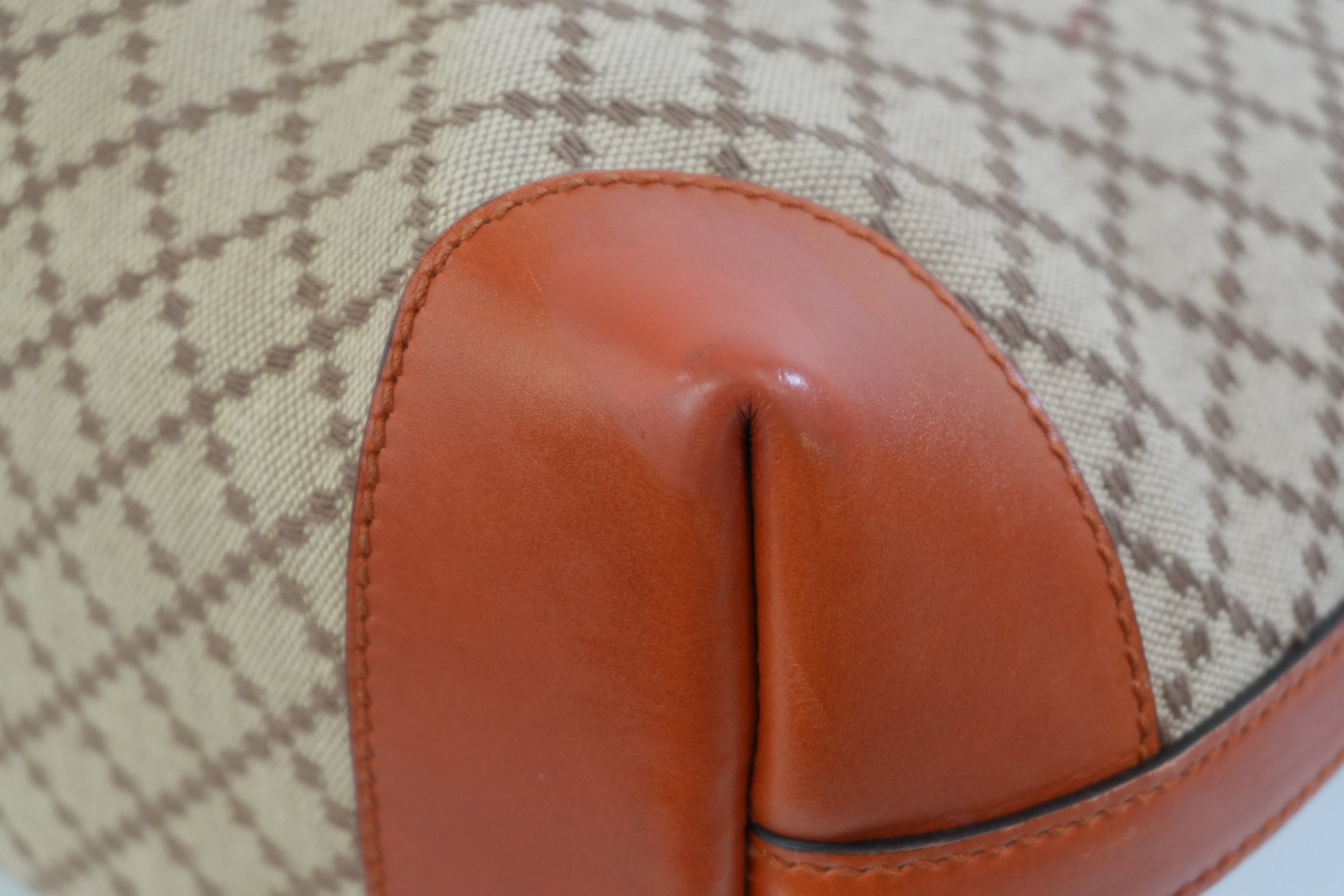 Pre-owned Gucci Fabric Canvas Diamond Tote Bag with Pouch Orange