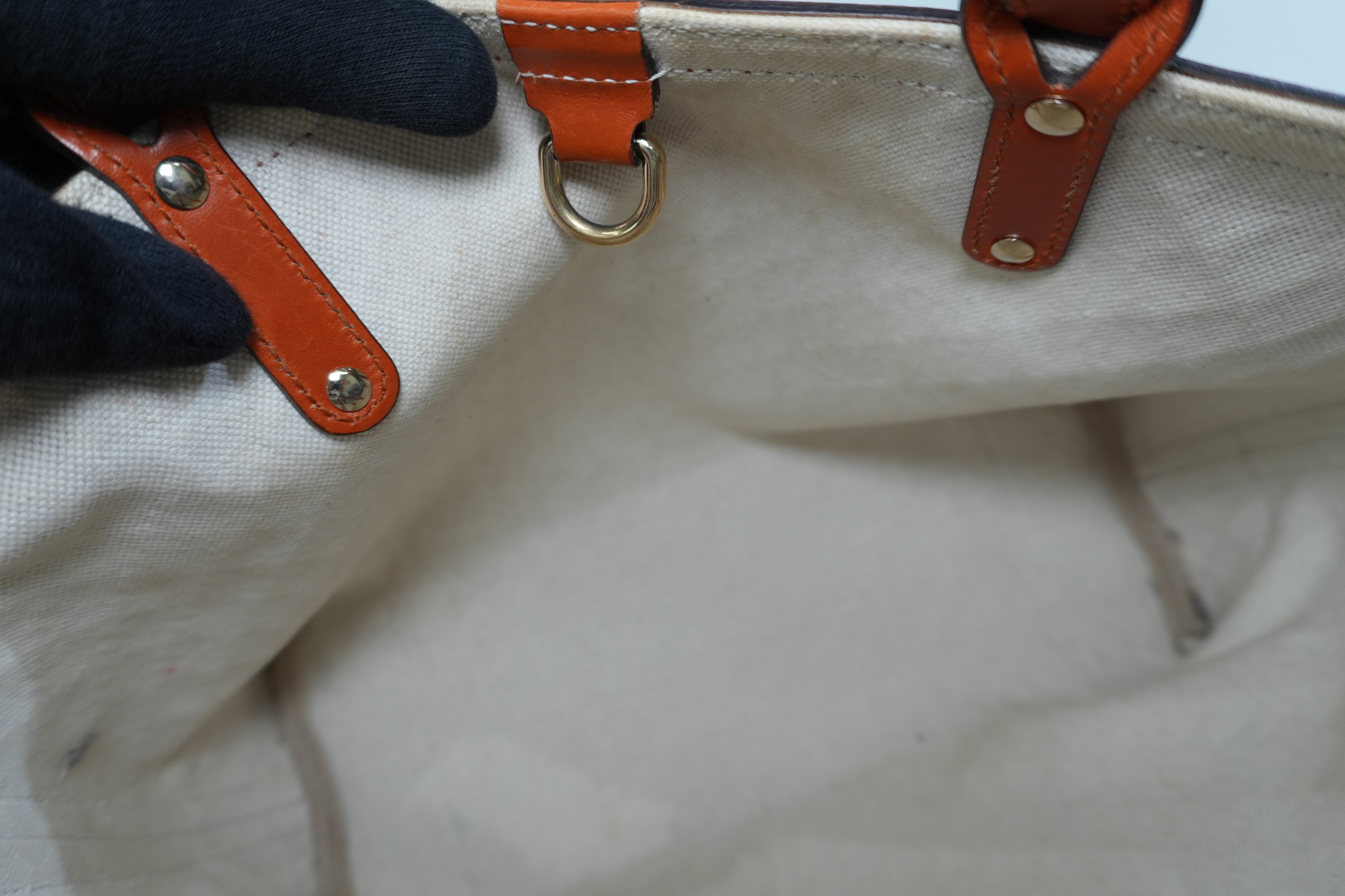 Pre-owned Gucci Fabric Canvas Diamond Tote Bag with Pouch Orange