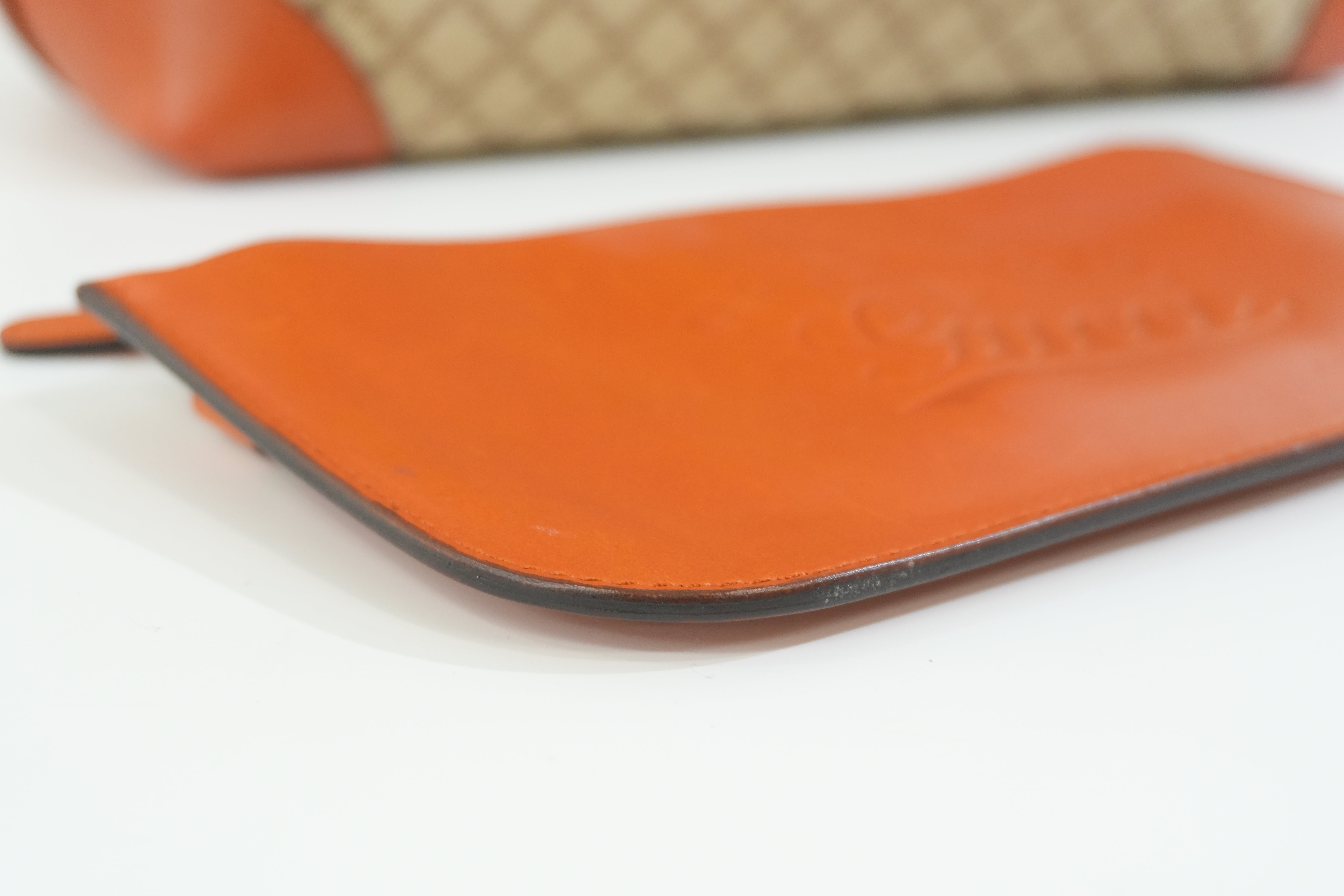 Pre-owned Gucci Fabric Canvas Diamond Tote Bag with Pouch Orange