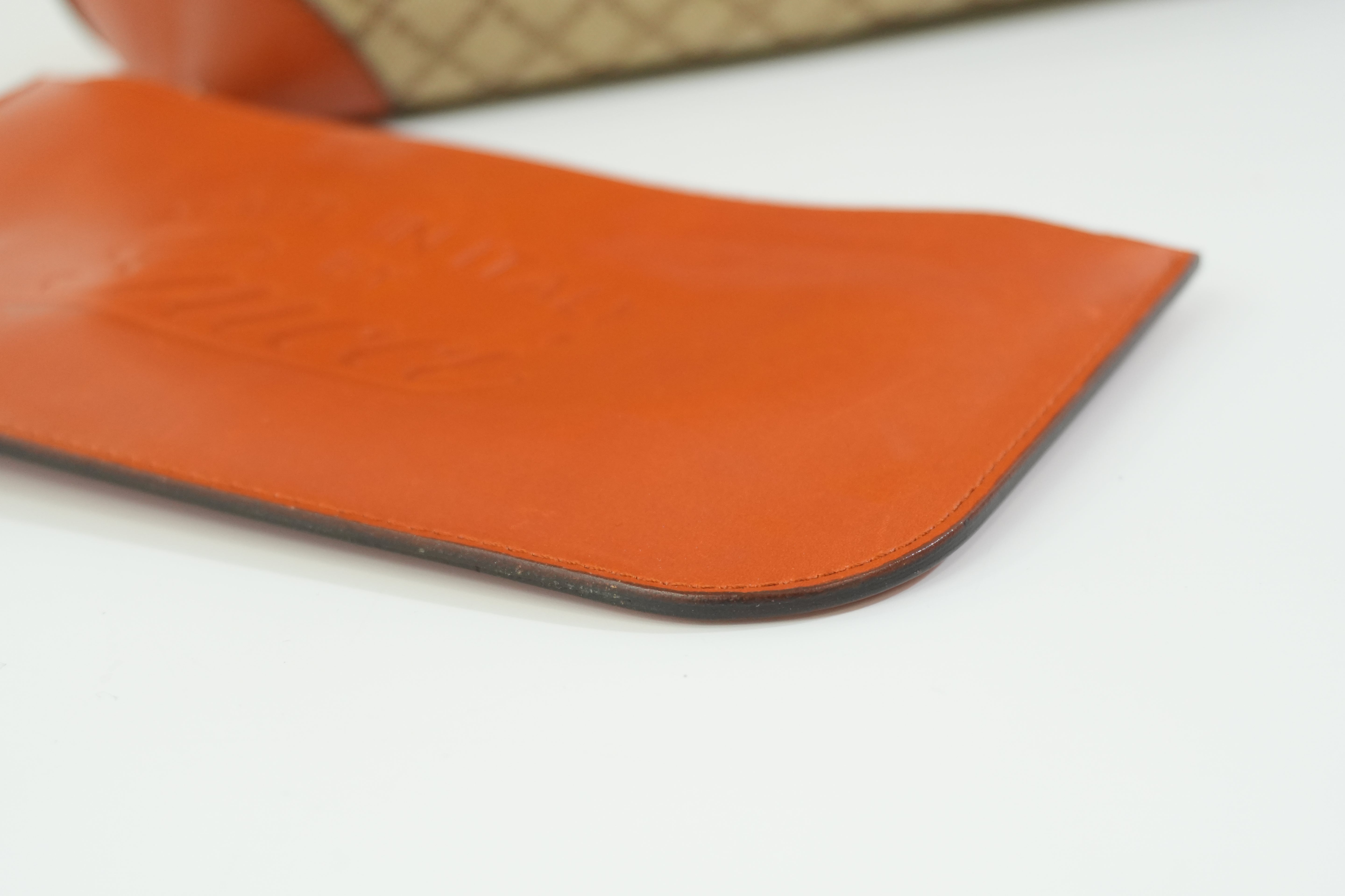 Pre-owned Gucci Fabric Canvas Diamond Tote Bag with Pouch Orange