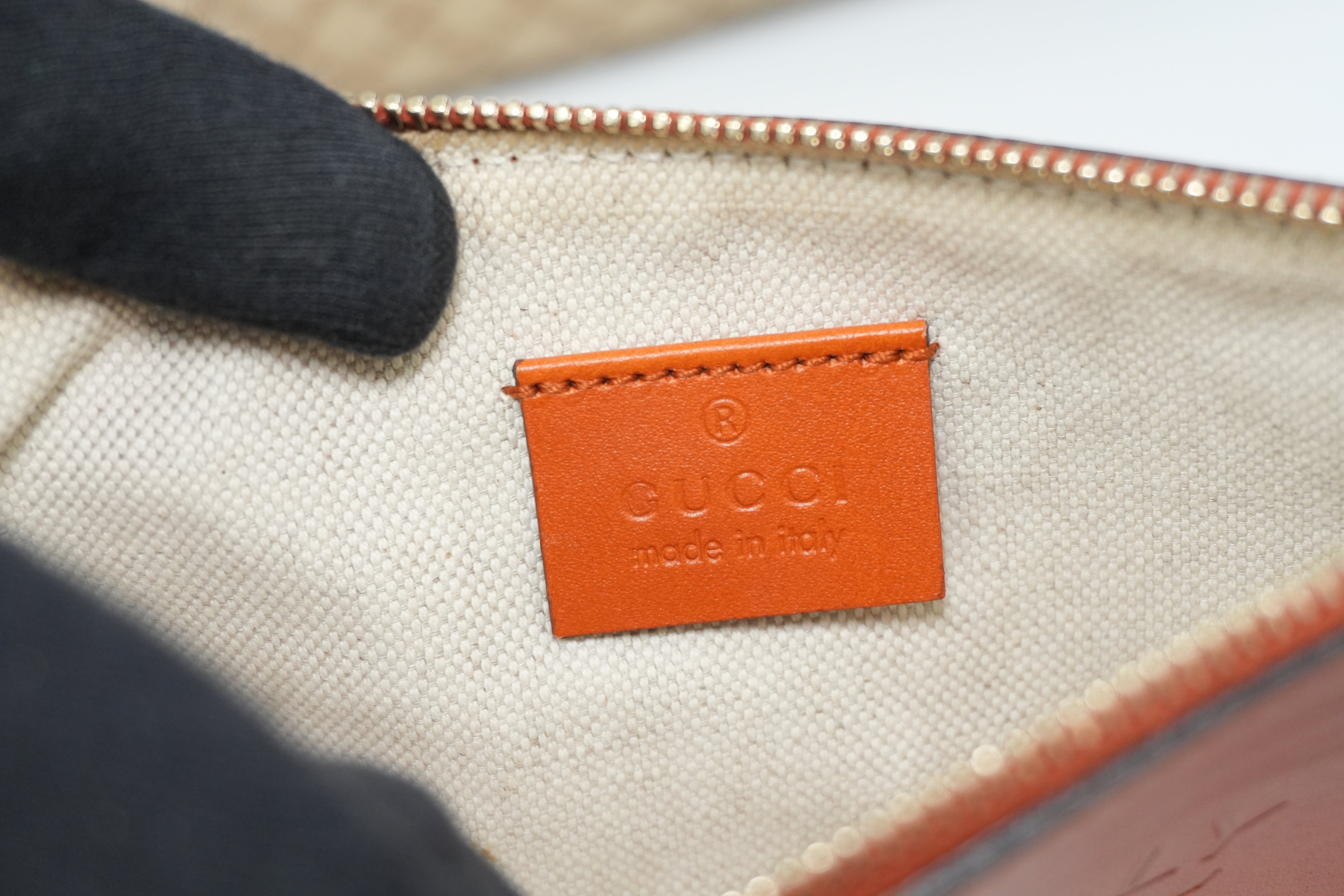 Pre-owned Gucci Fabric Canvas Diamond Tote Bag with Pouch Orange