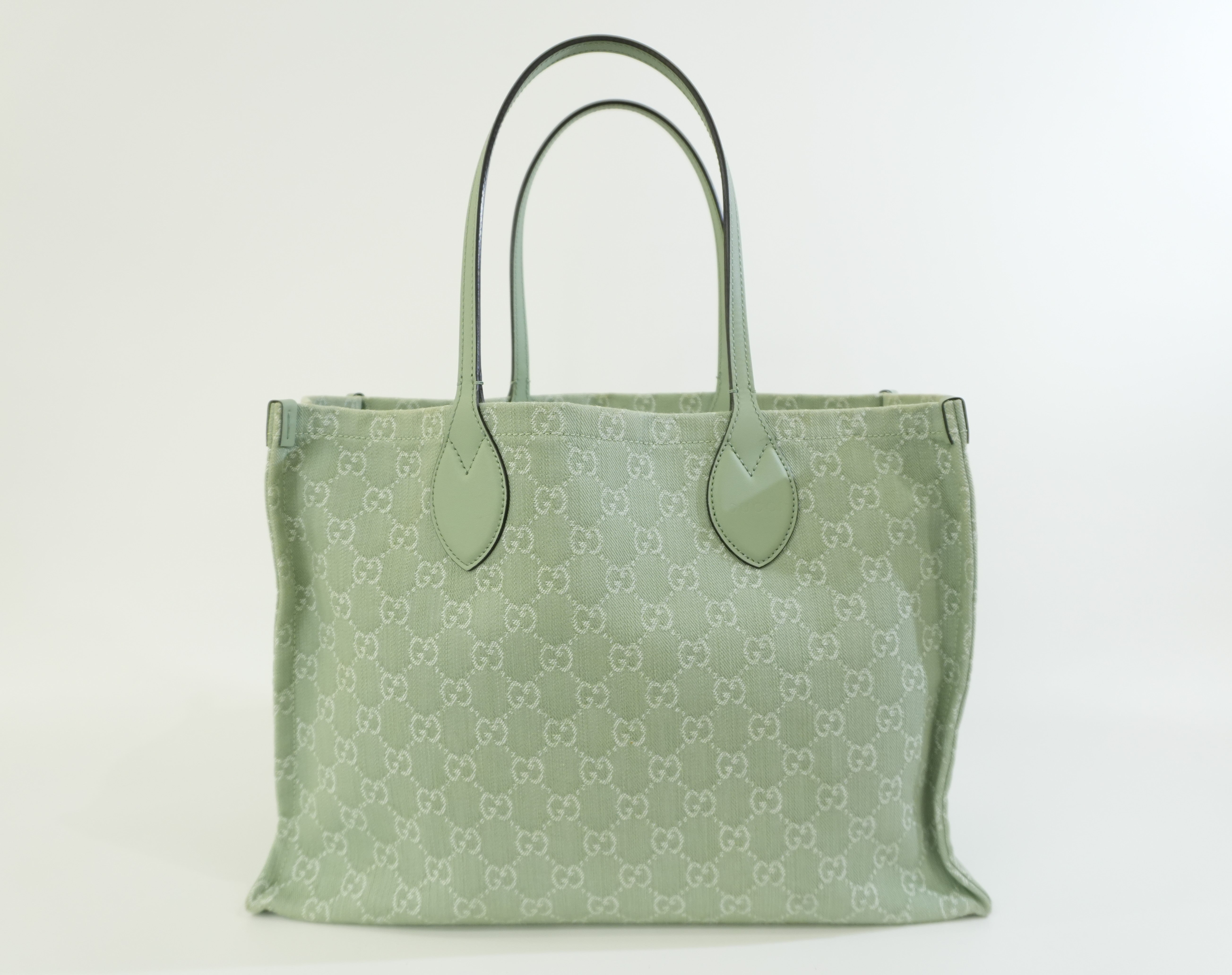 Pre-owned Gucci Large Ophidia GG Tote Bag Green