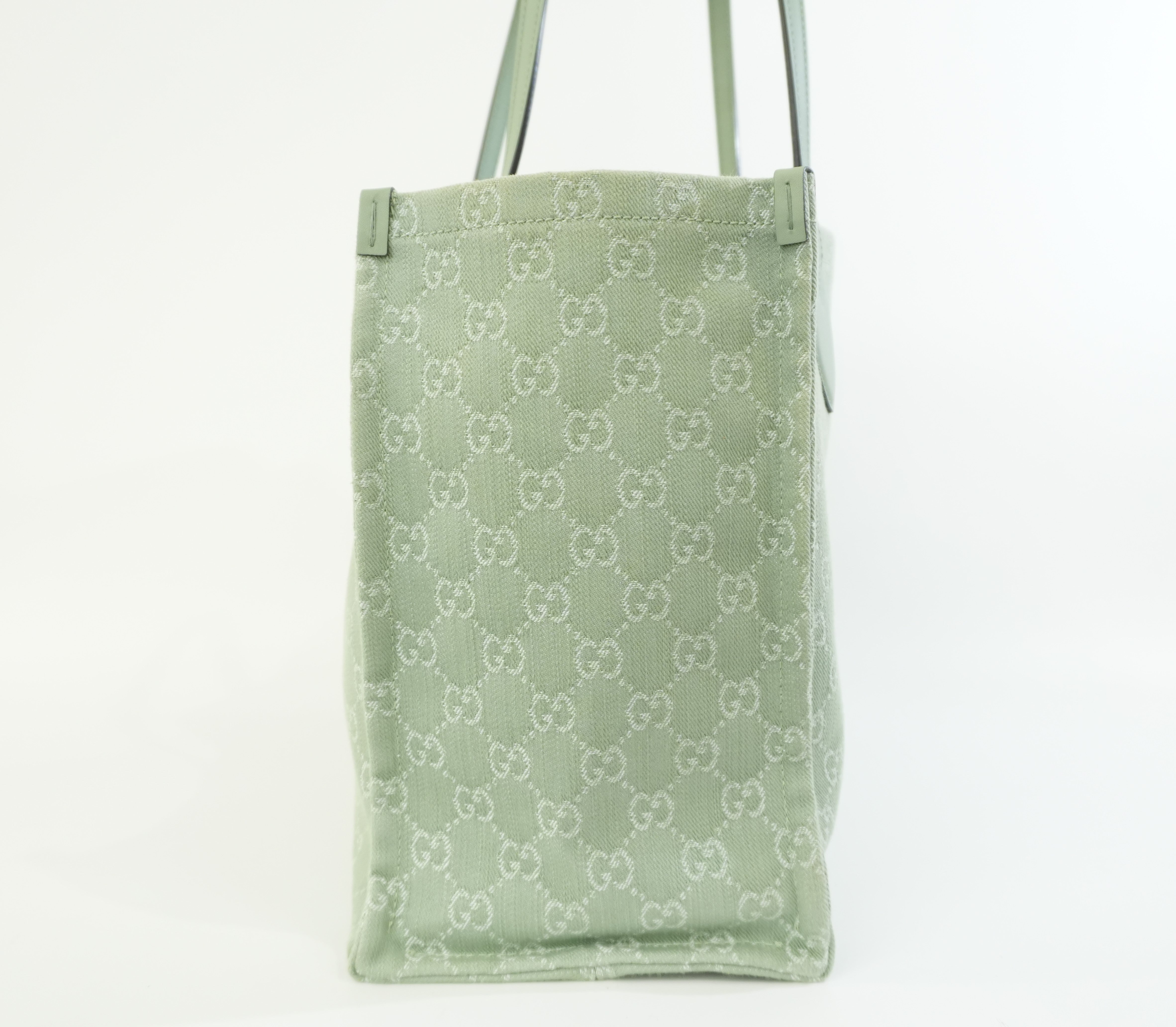 Pre-owned Gucci Large Ophidia GG Tote Bag Green