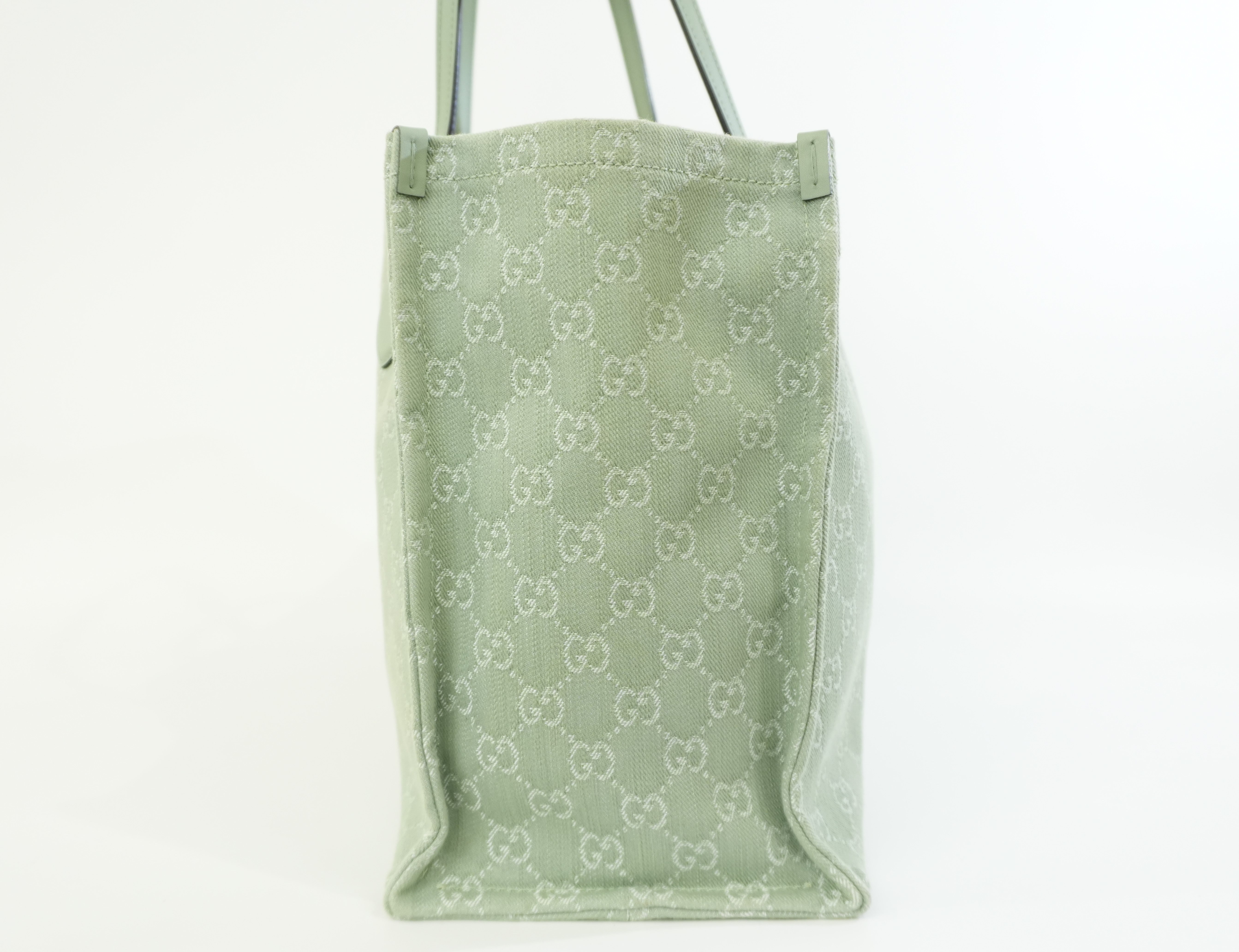 Pre-owned Gucci Large Ophidia GG Tote Bag Green