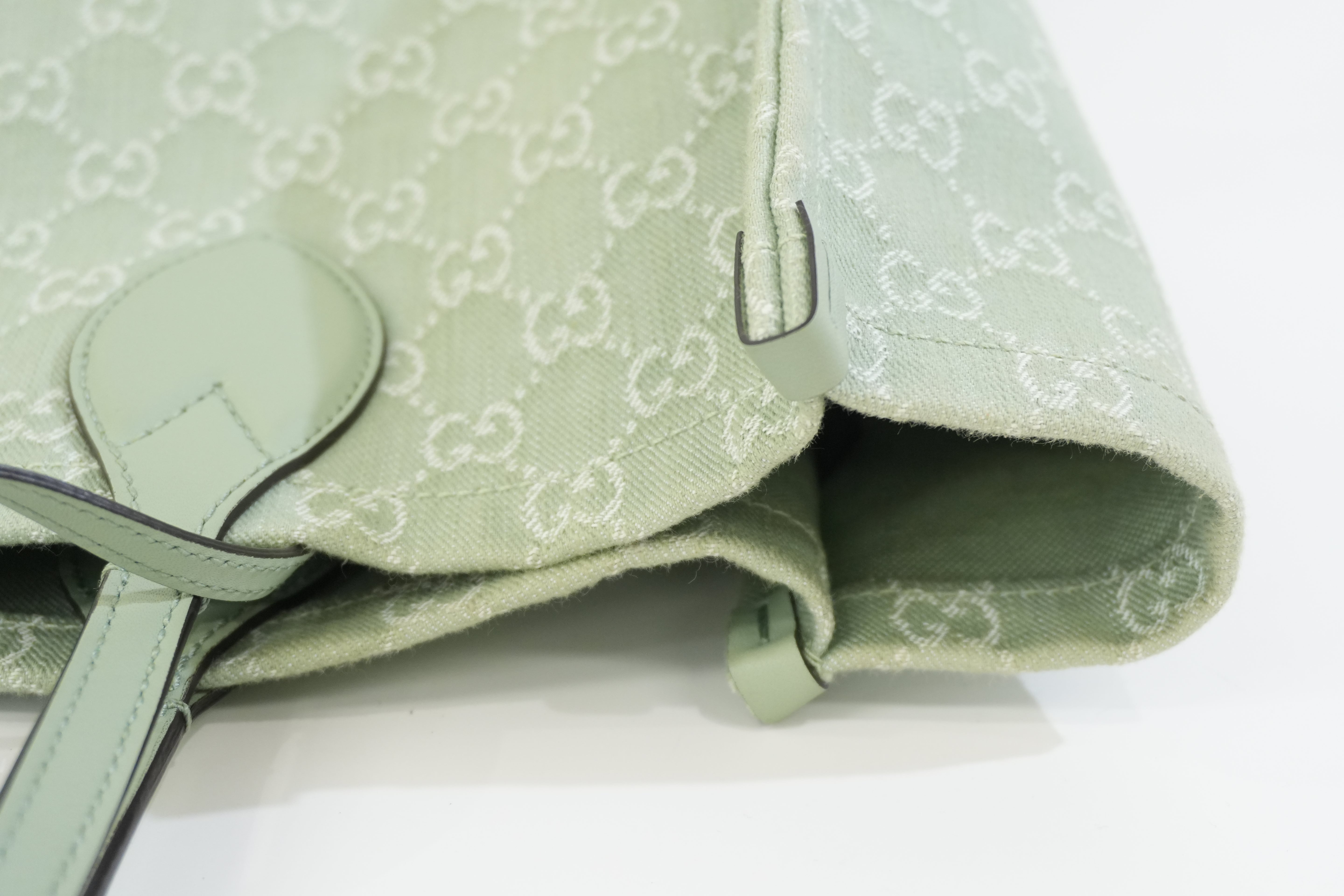 Pre-owned Gucci Large Ophidia GG Tote Bag Green