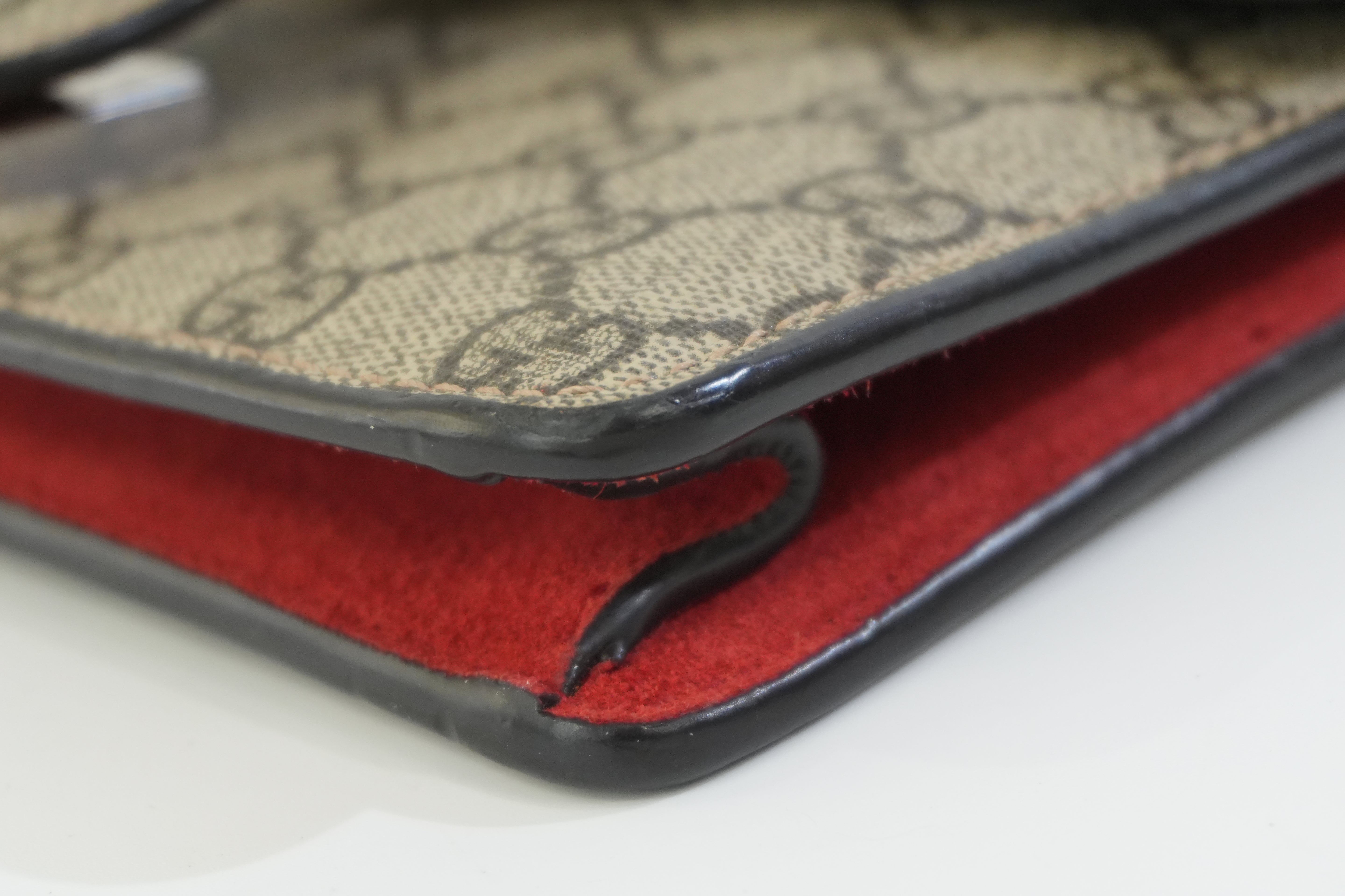 Pre-owned Gucci PVC Canvas Dionysus Double Flap Chain Shoulder Bag Brown and Red