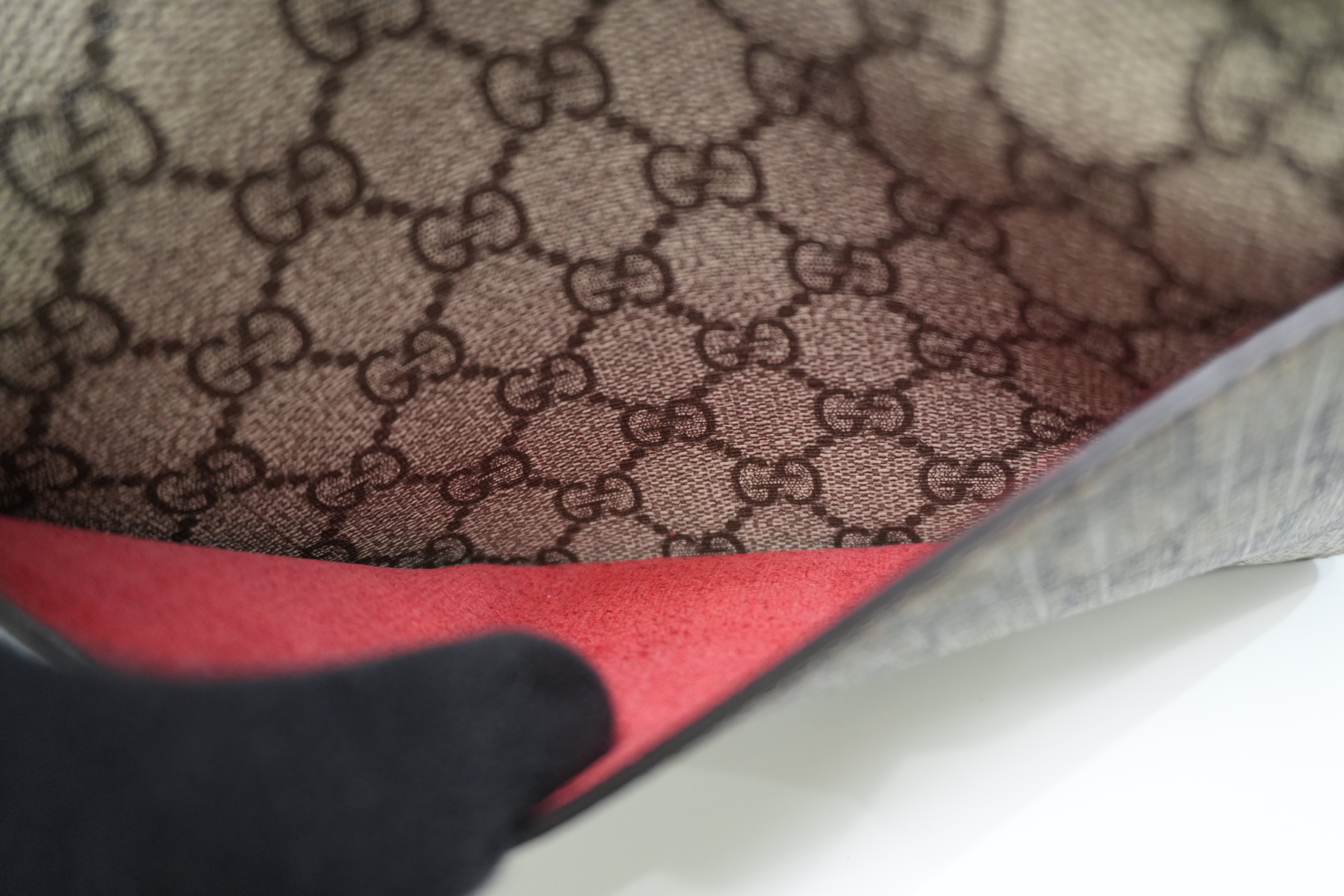 Pre-owned Gucci PVC Canvas Dionysus Double Flap Chain Shoulder Bag Brown and Red