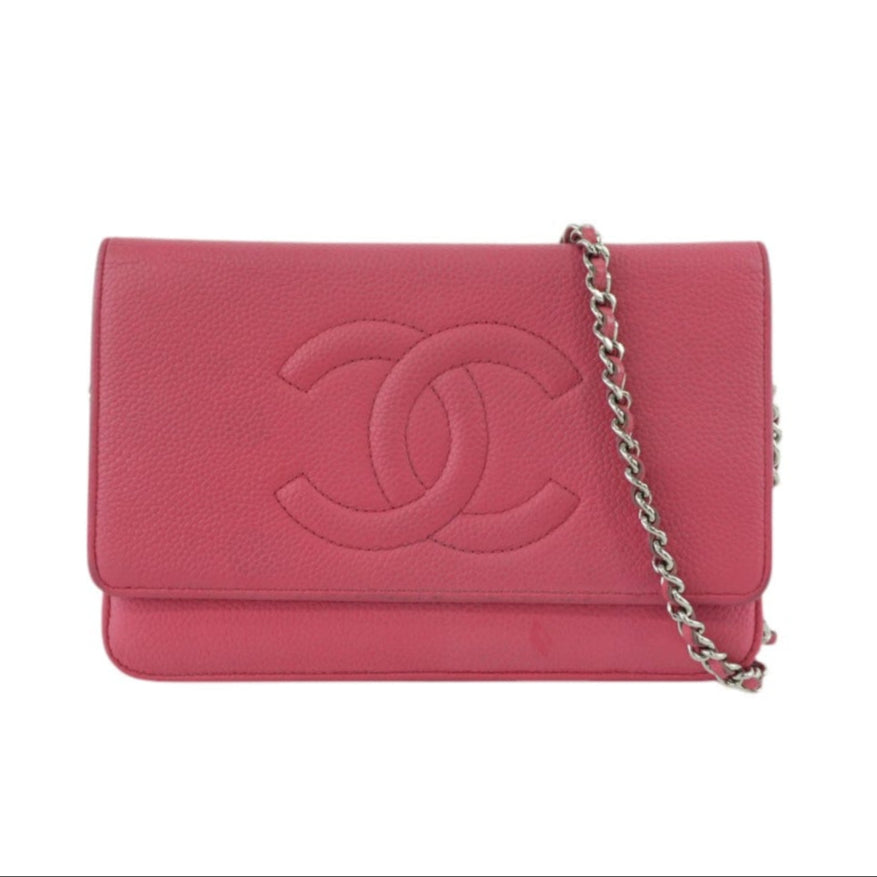Chanel Caviar Wallet on Chain Pink Used