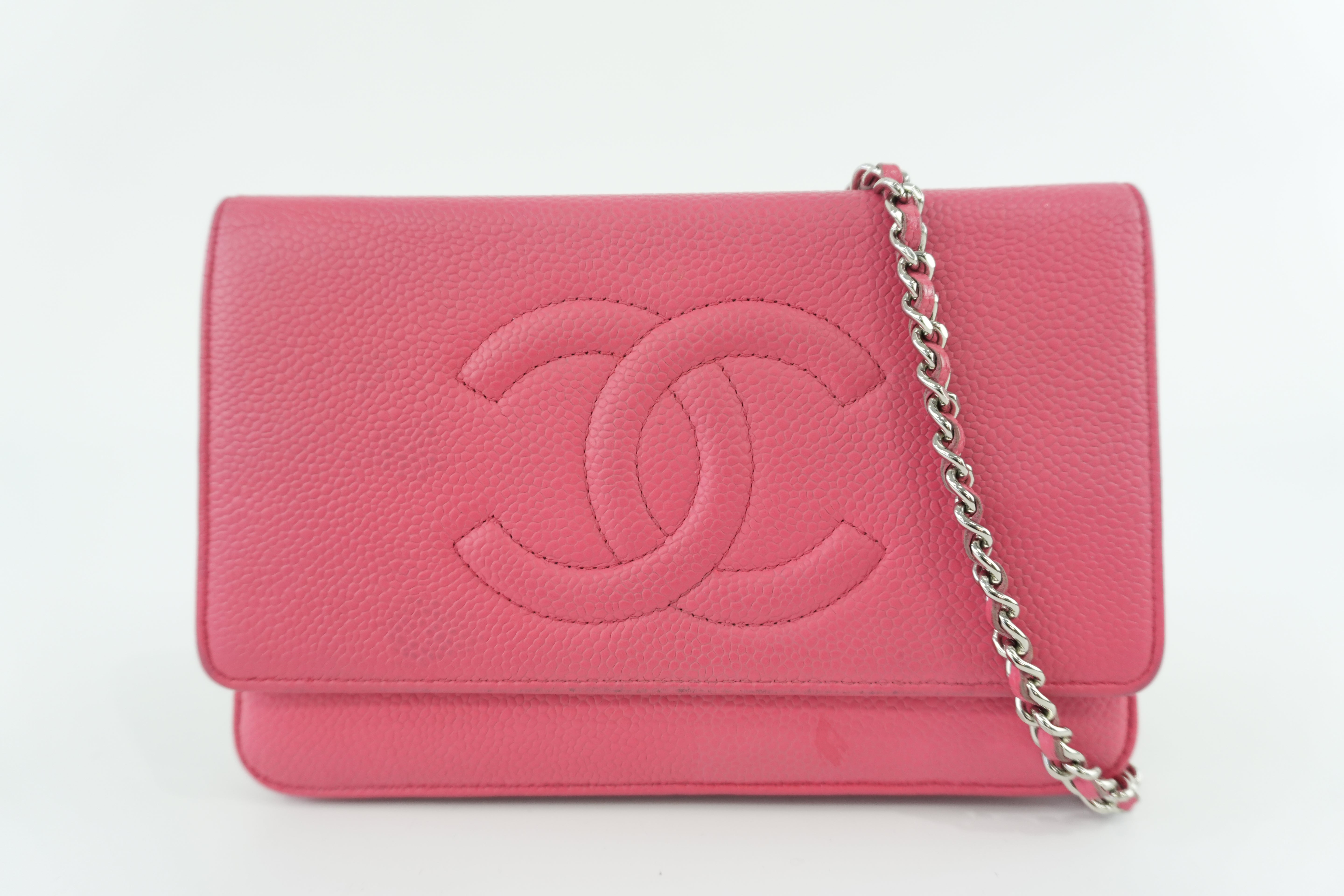 Chanel Caviar Wallet on Chain Pink Used