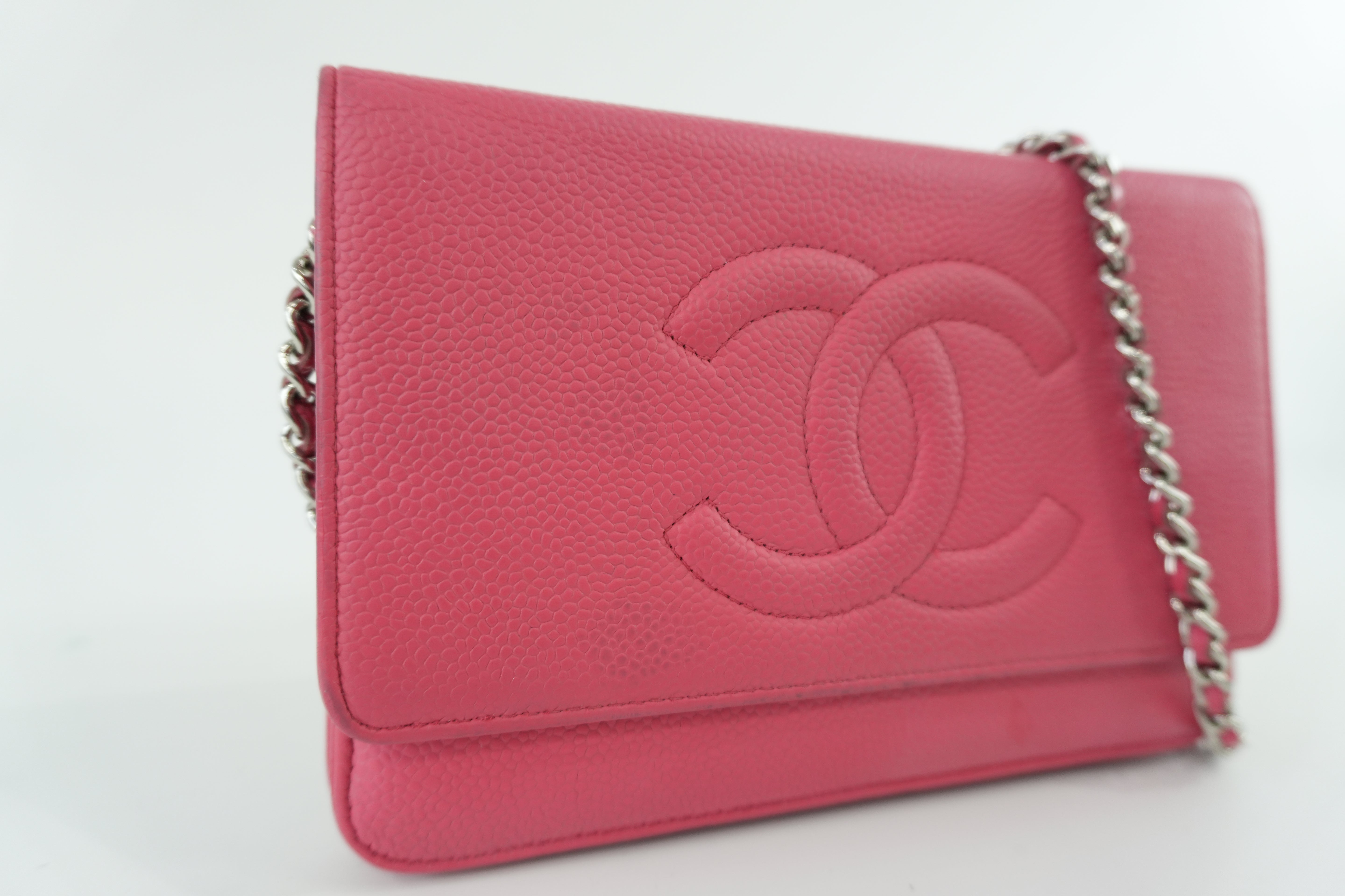 Chanel Caviar Wallet on Chain Pink Used