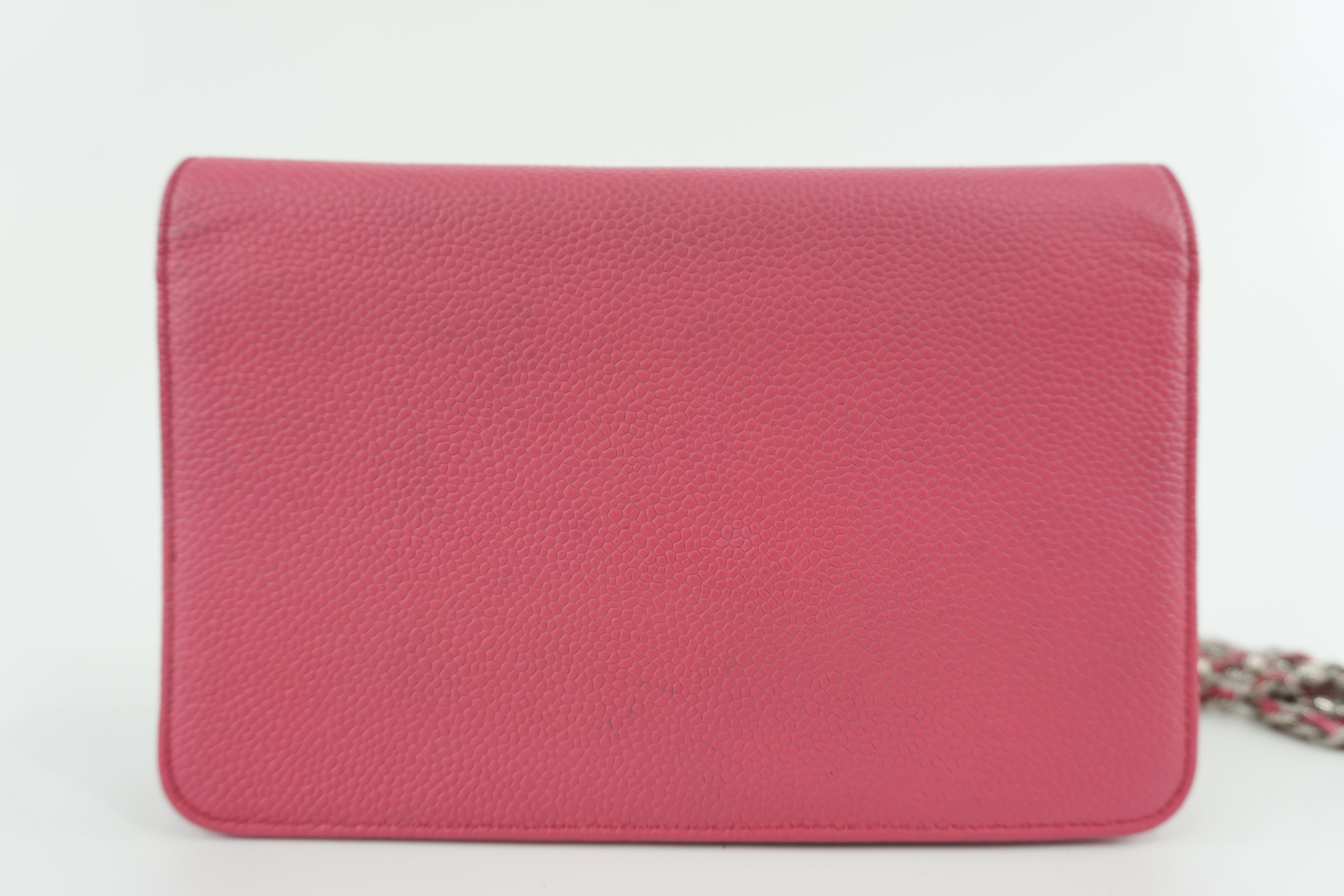 Chanel Caviar Wallet on Chain Pink Used