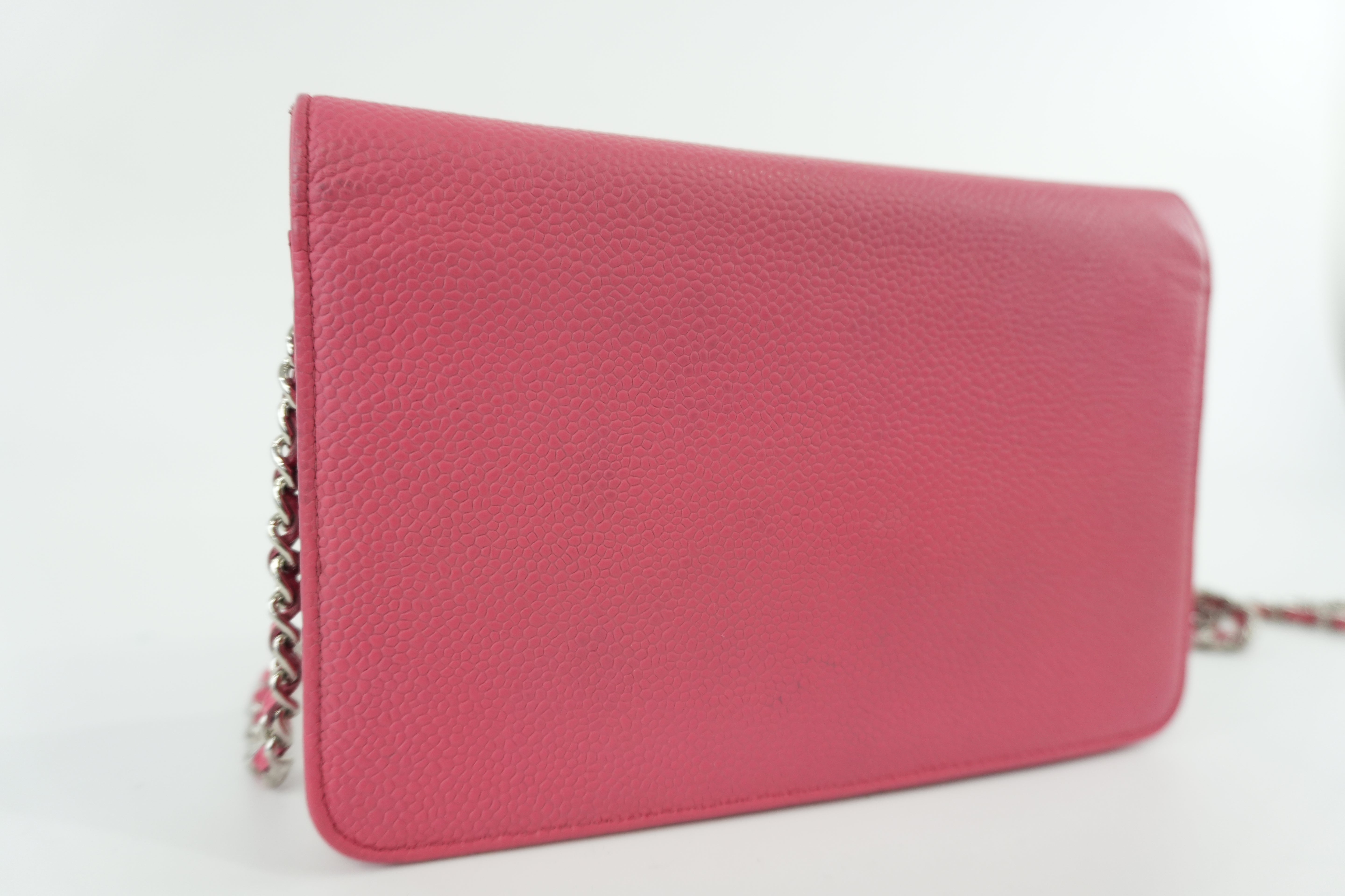 Chanel Caviar Wallet on Chain Pink Used