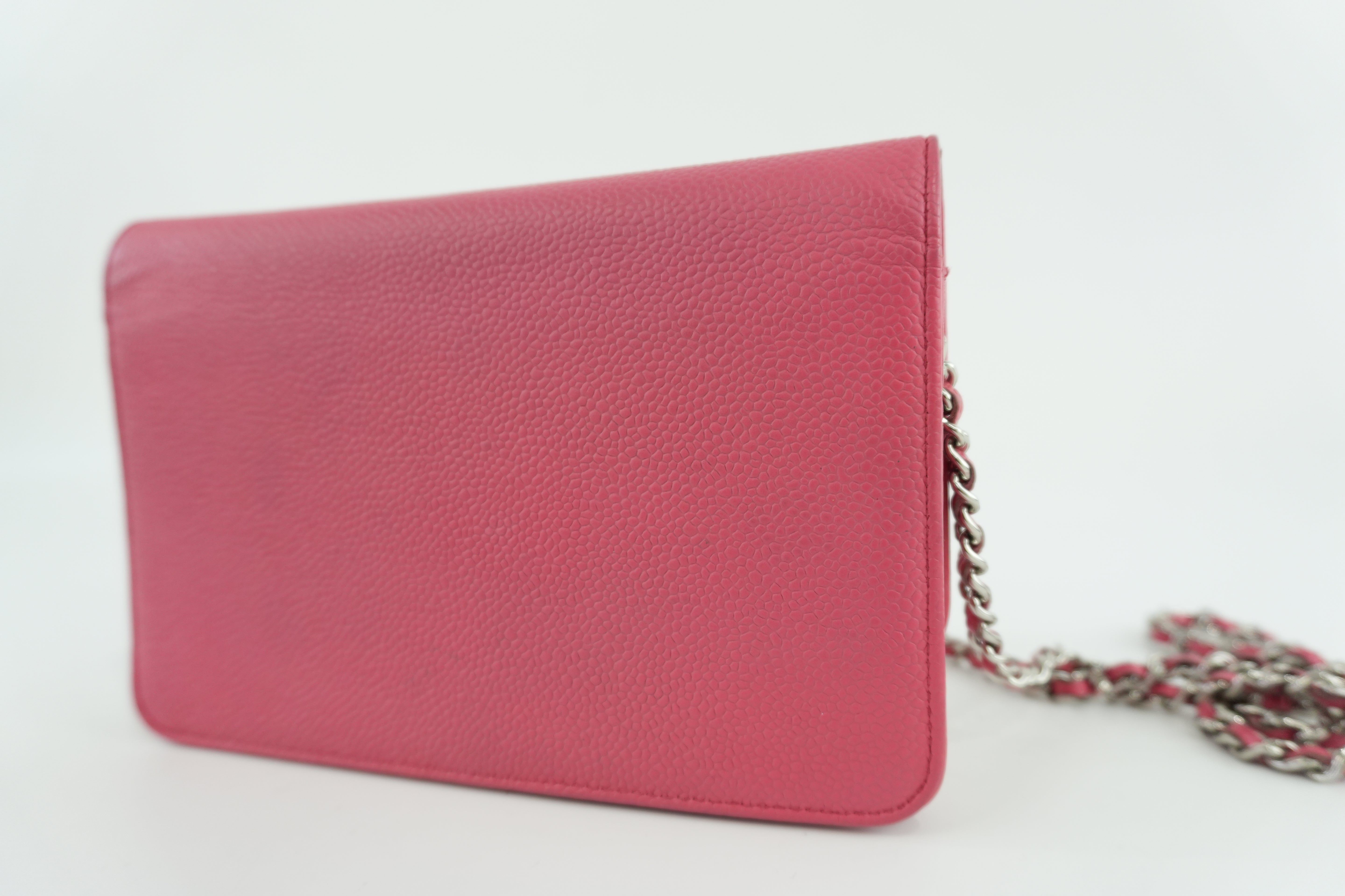 Chanel Caviar Wallet on Chain Pink Used