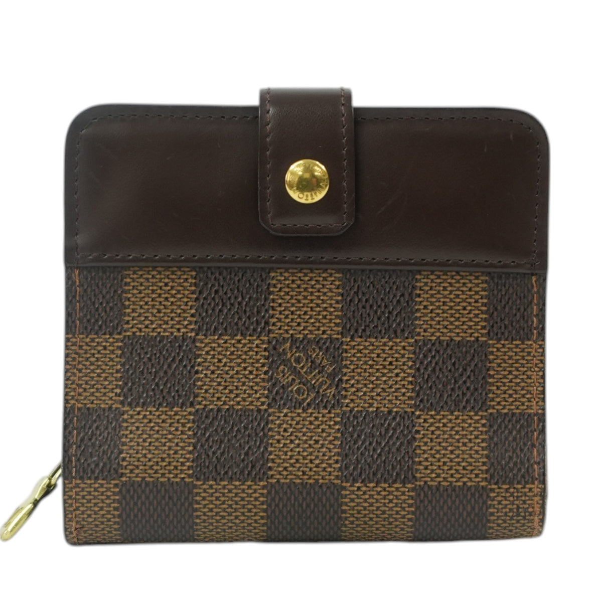 Pre-Owned Louis Vuitton Damier Ebene Compact Wallet Brown