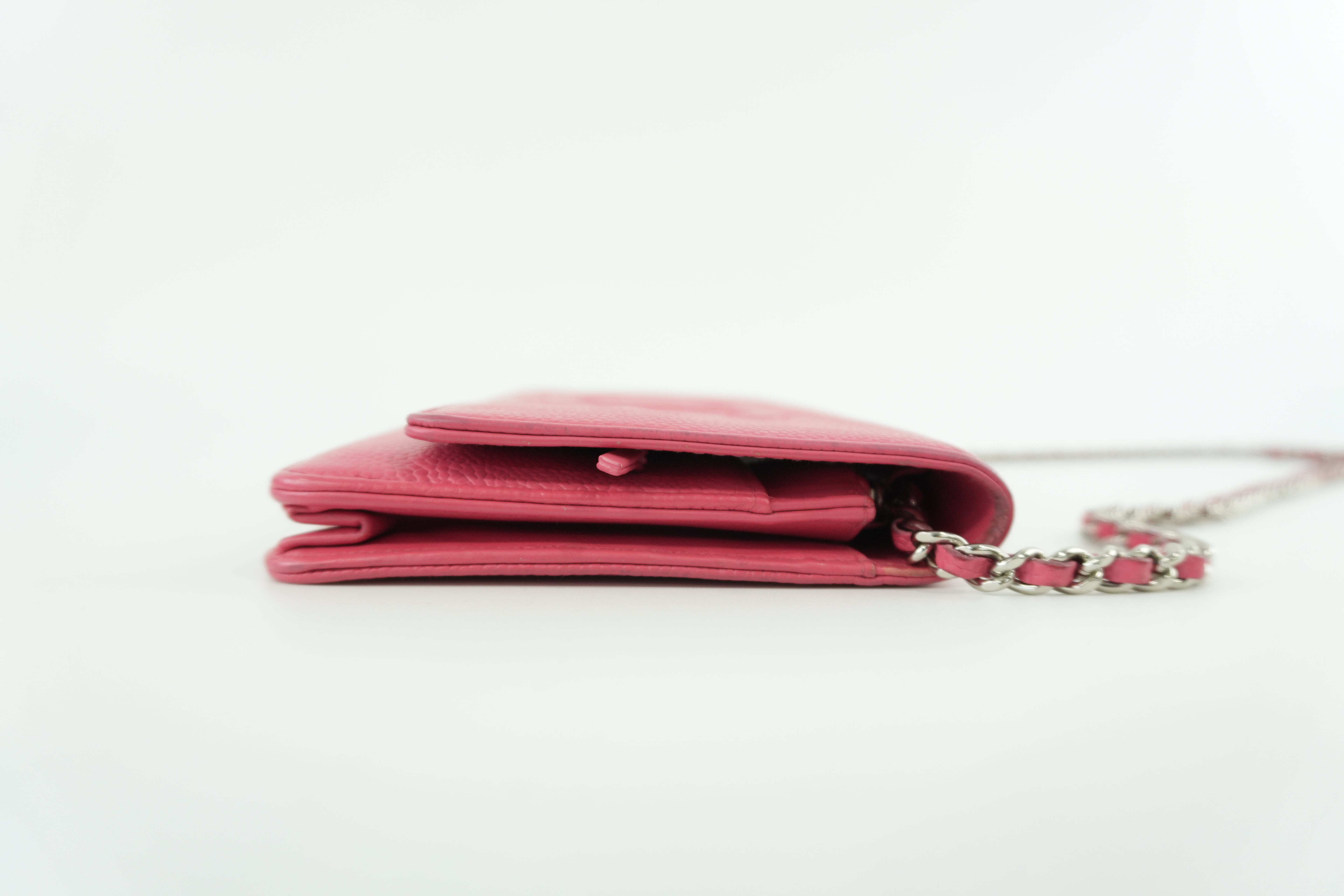 Chanel Caviar Wallet on Chain Pink Used