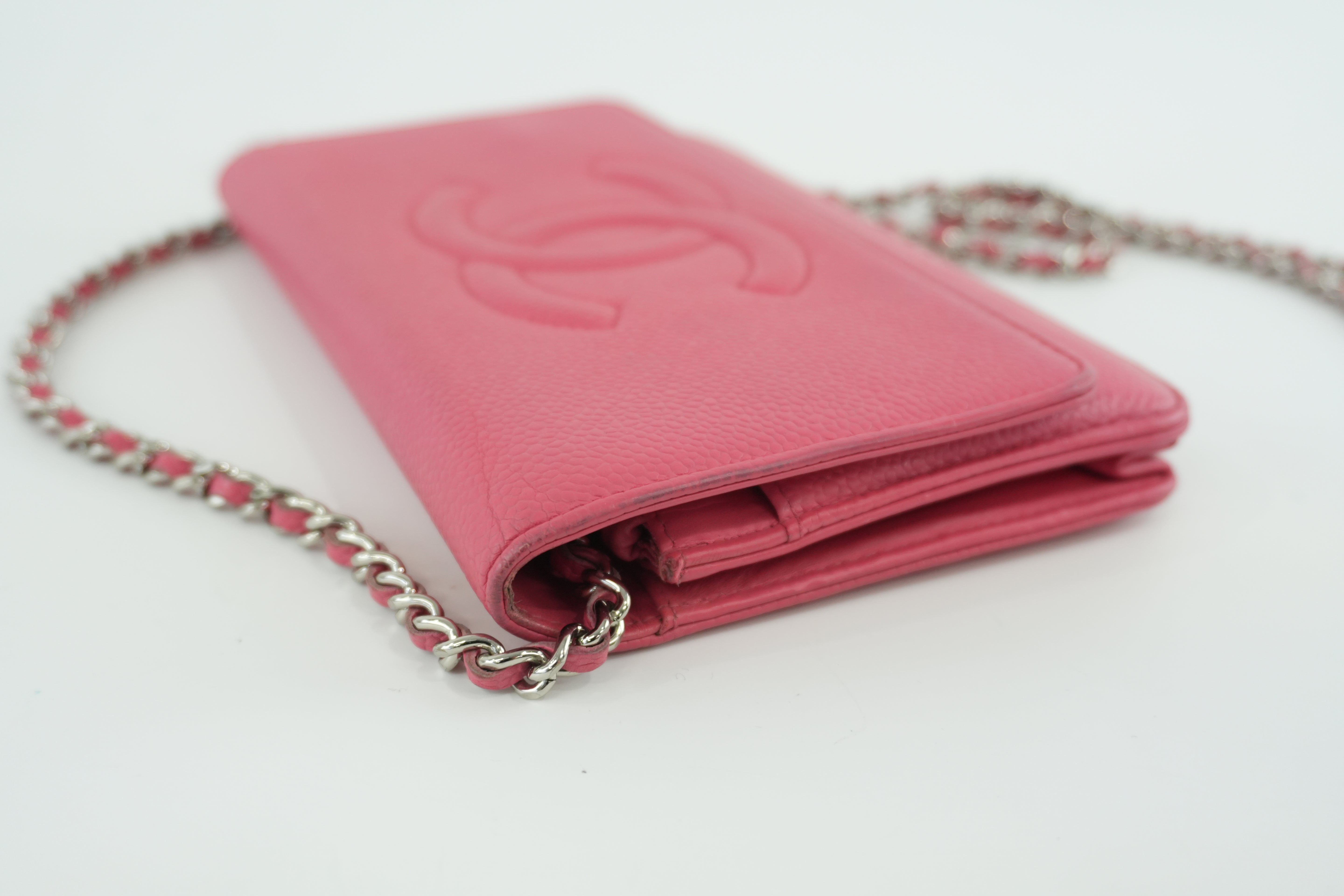 Chanel Caviar Wallet on Chain Pink Used