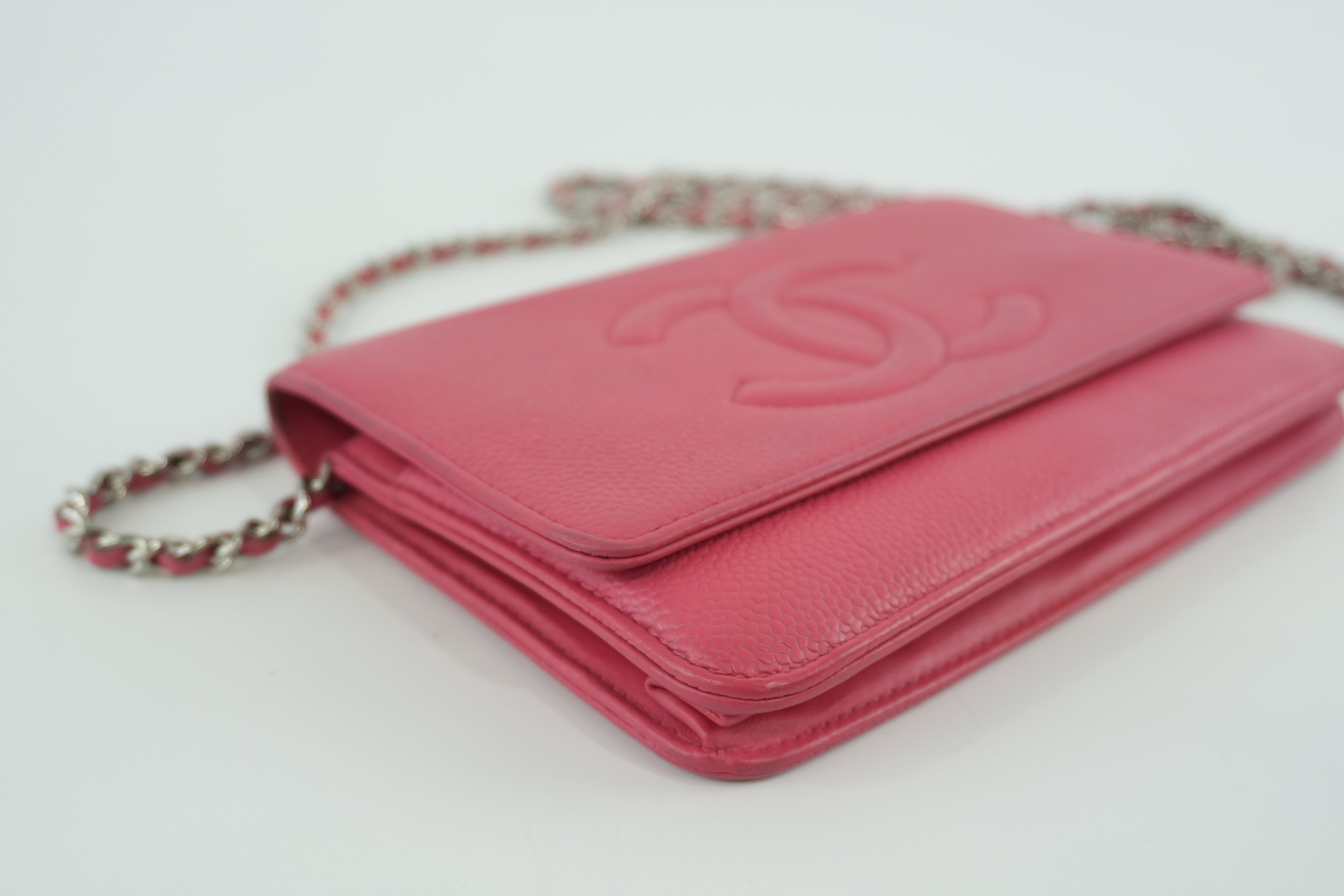 Chanel Caviar Wallet on Chain Pink Used