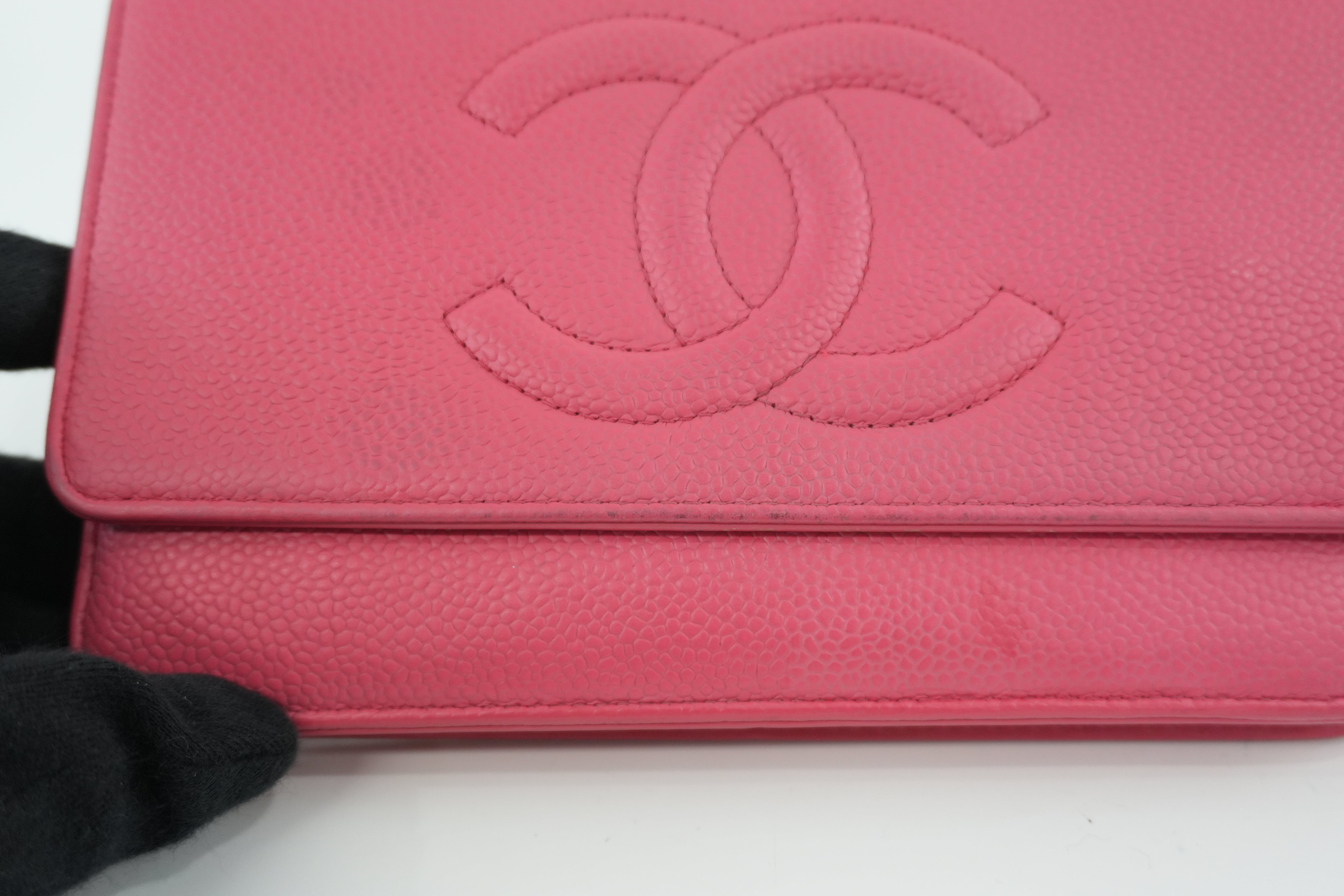 Chanel Caviar Wallet on Chain Pink Used
