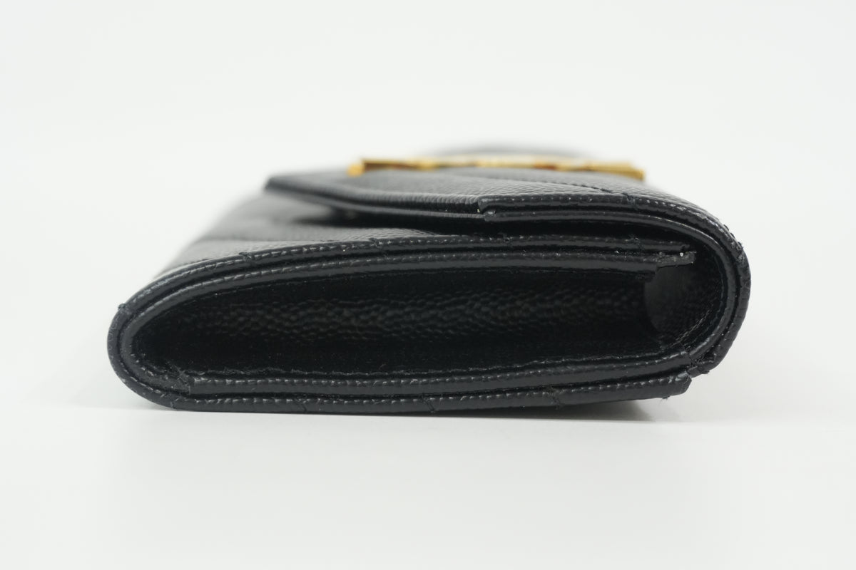 Pre-Owned Yves Saint Laurent Cassandre Matelasse Flap Card Case Black