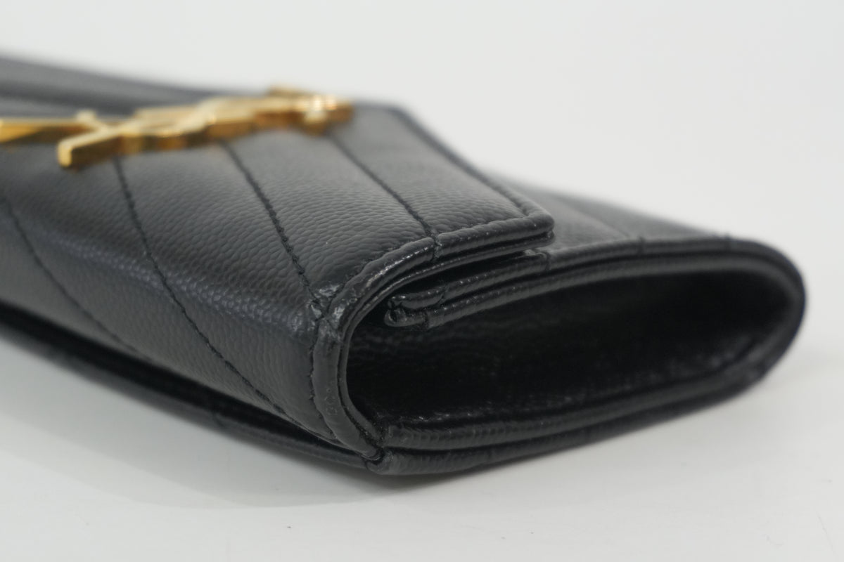 Pre-Owned Yves Saint Laurent Cassandre Matelasse Flap Card Case Black