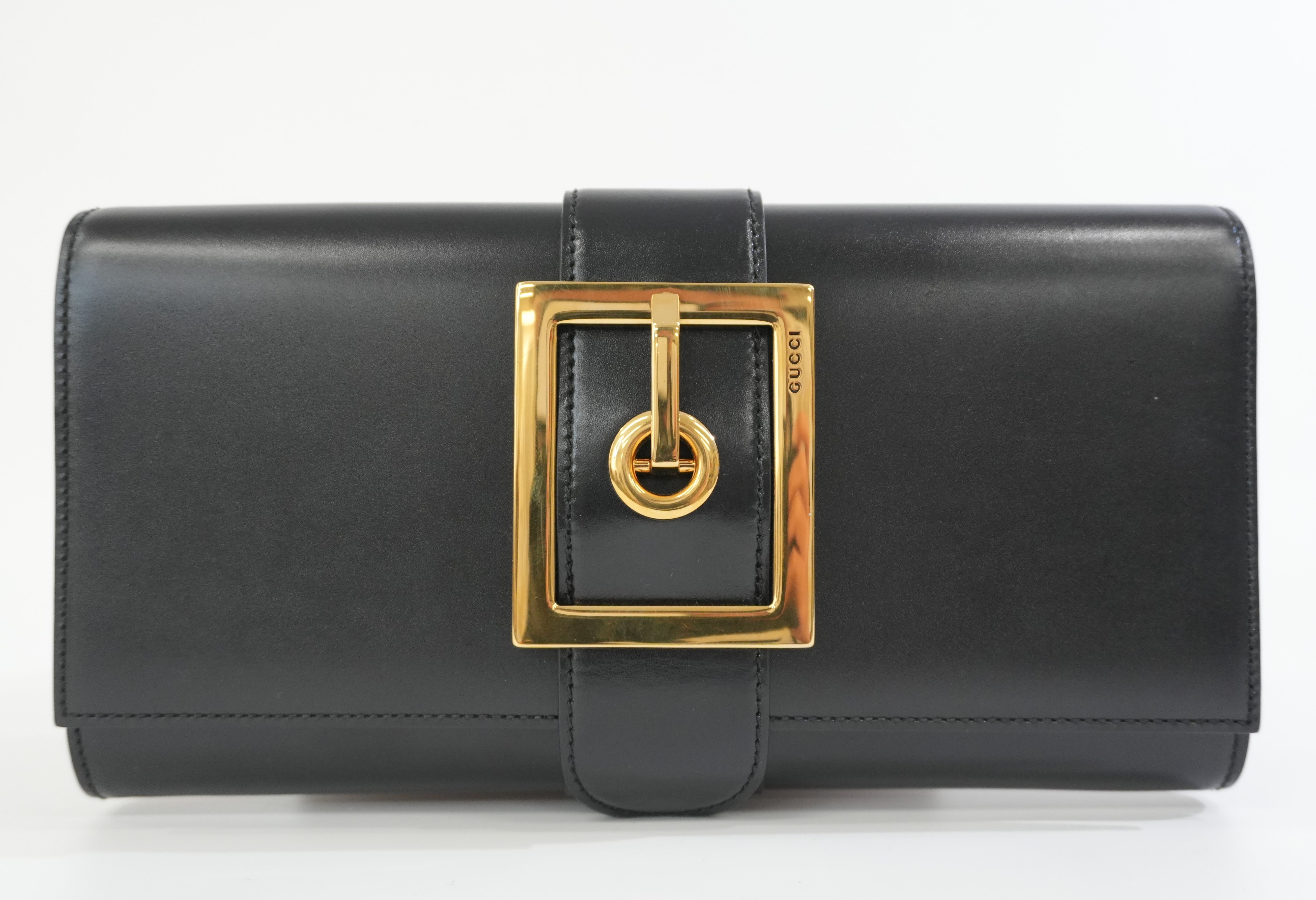Gucci Leather Clutch Black Used