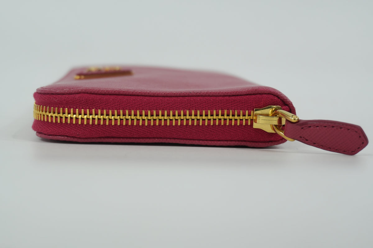 Pre-Owned Prada Saffiano Zippy Long Wallet Pink