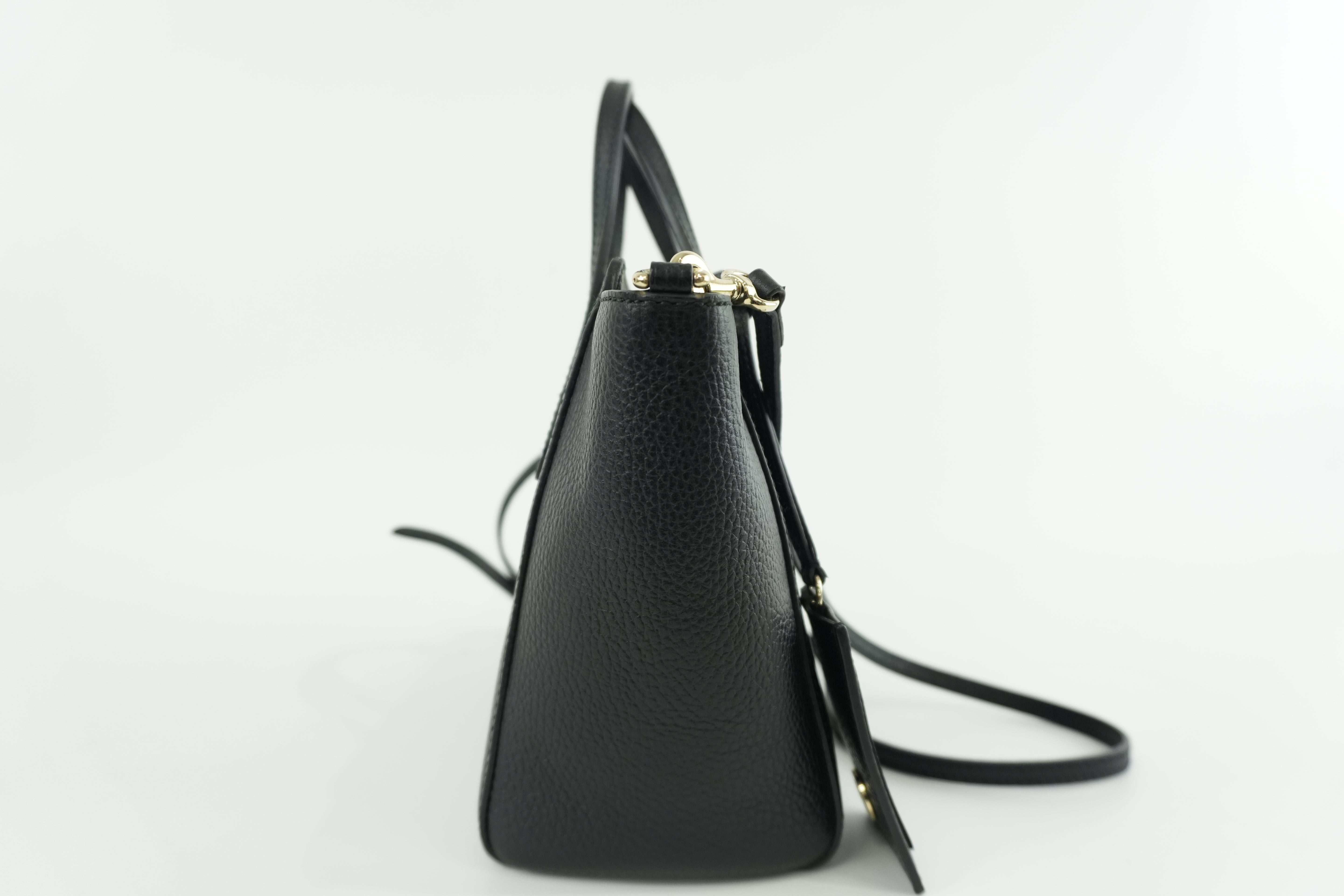 Gucci Swing Tote Bag Black Leather Used