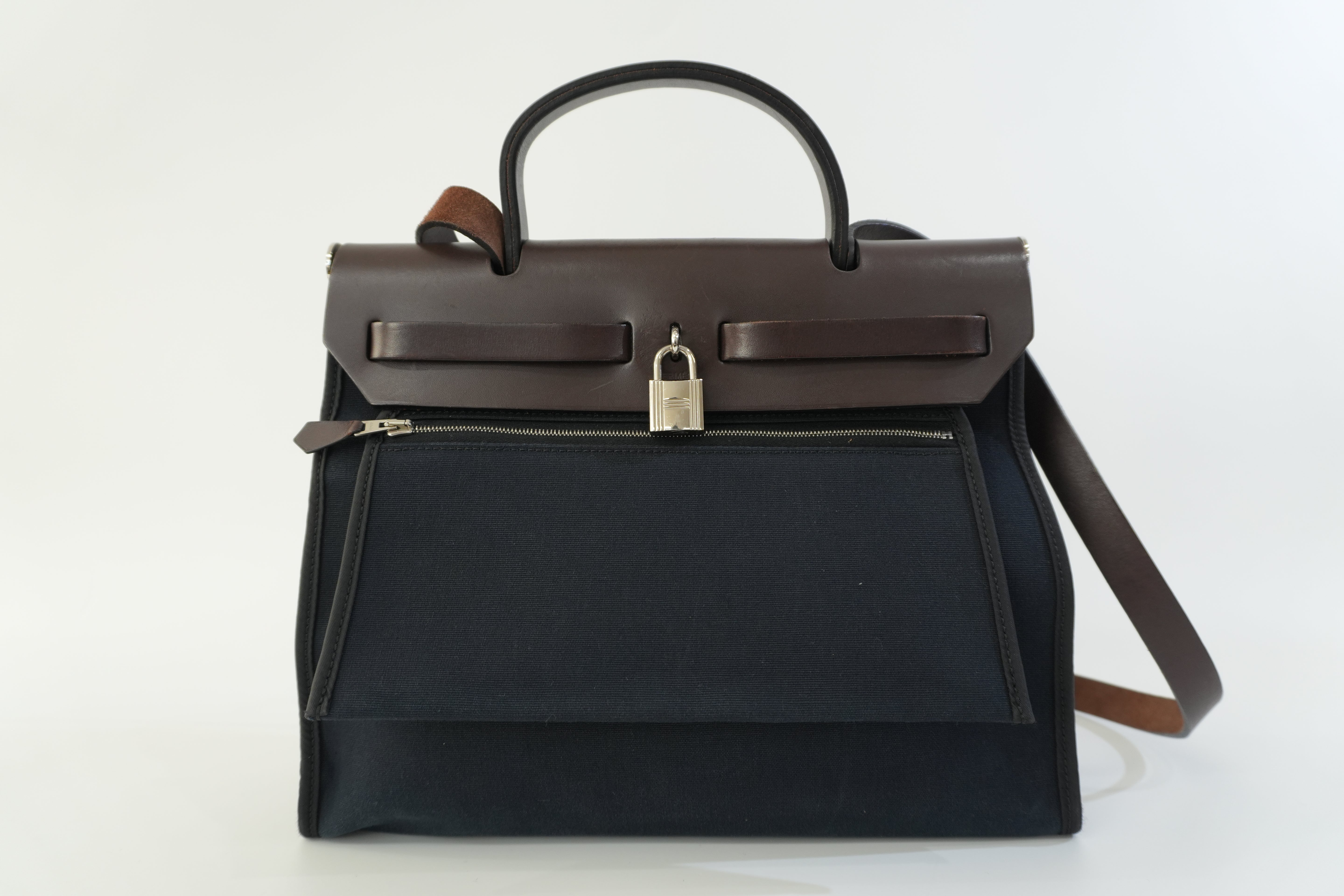 Pre-owned Hermes Canvas Herzip Tote Bag Black