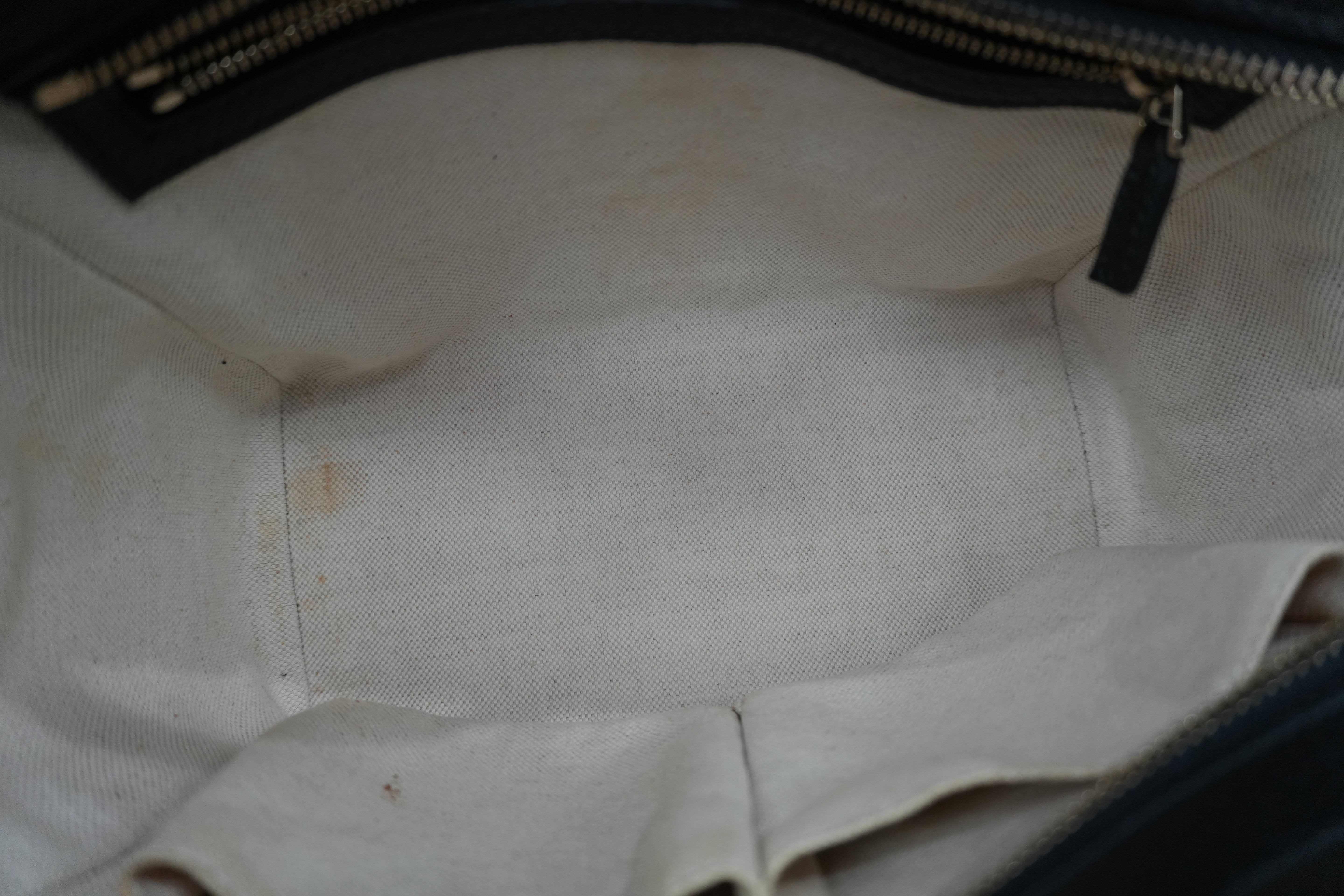 Gucci Swing Tote Bag Black Leather Used