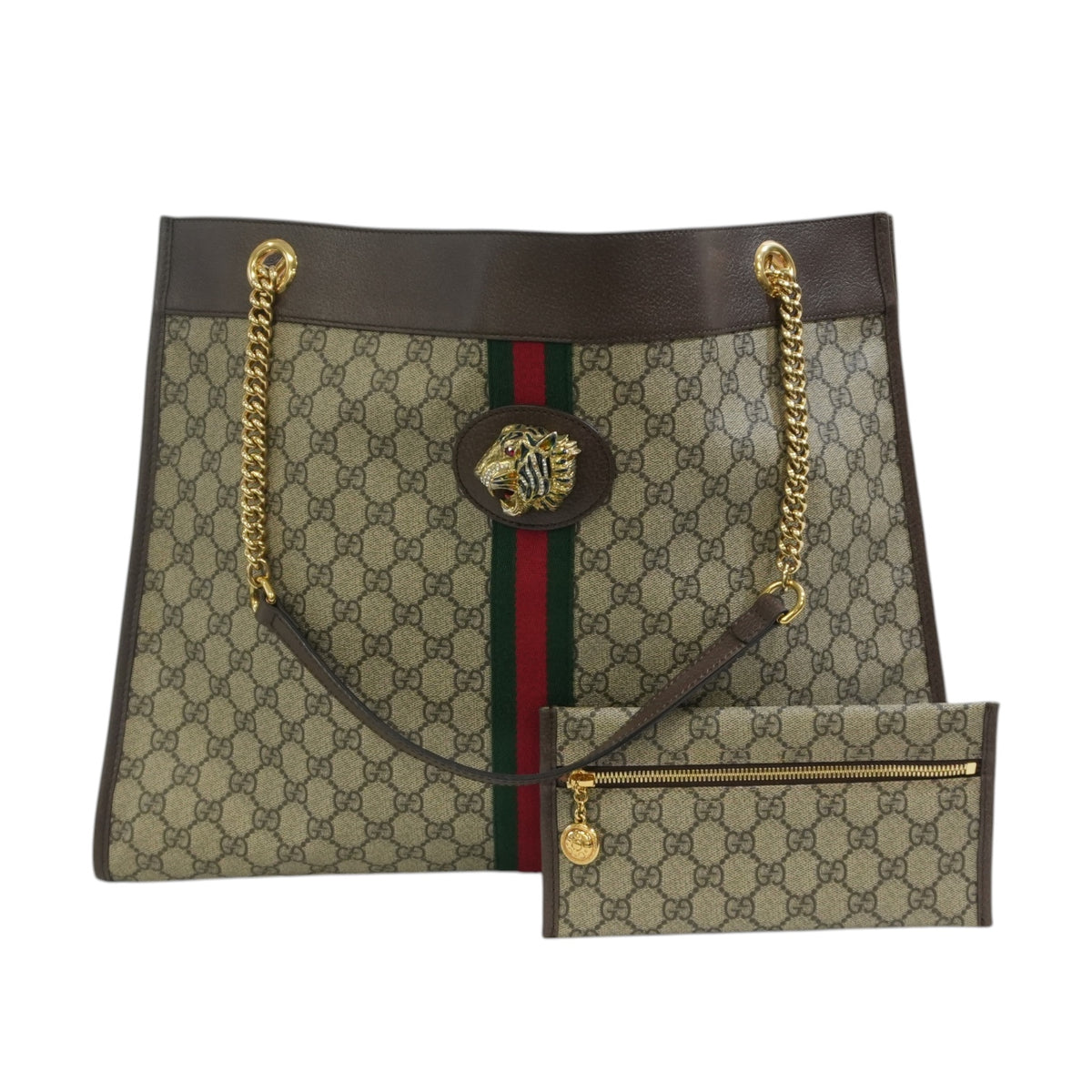 Pre-Owned Gucci Rajah Ophidia Tote Bag Brown